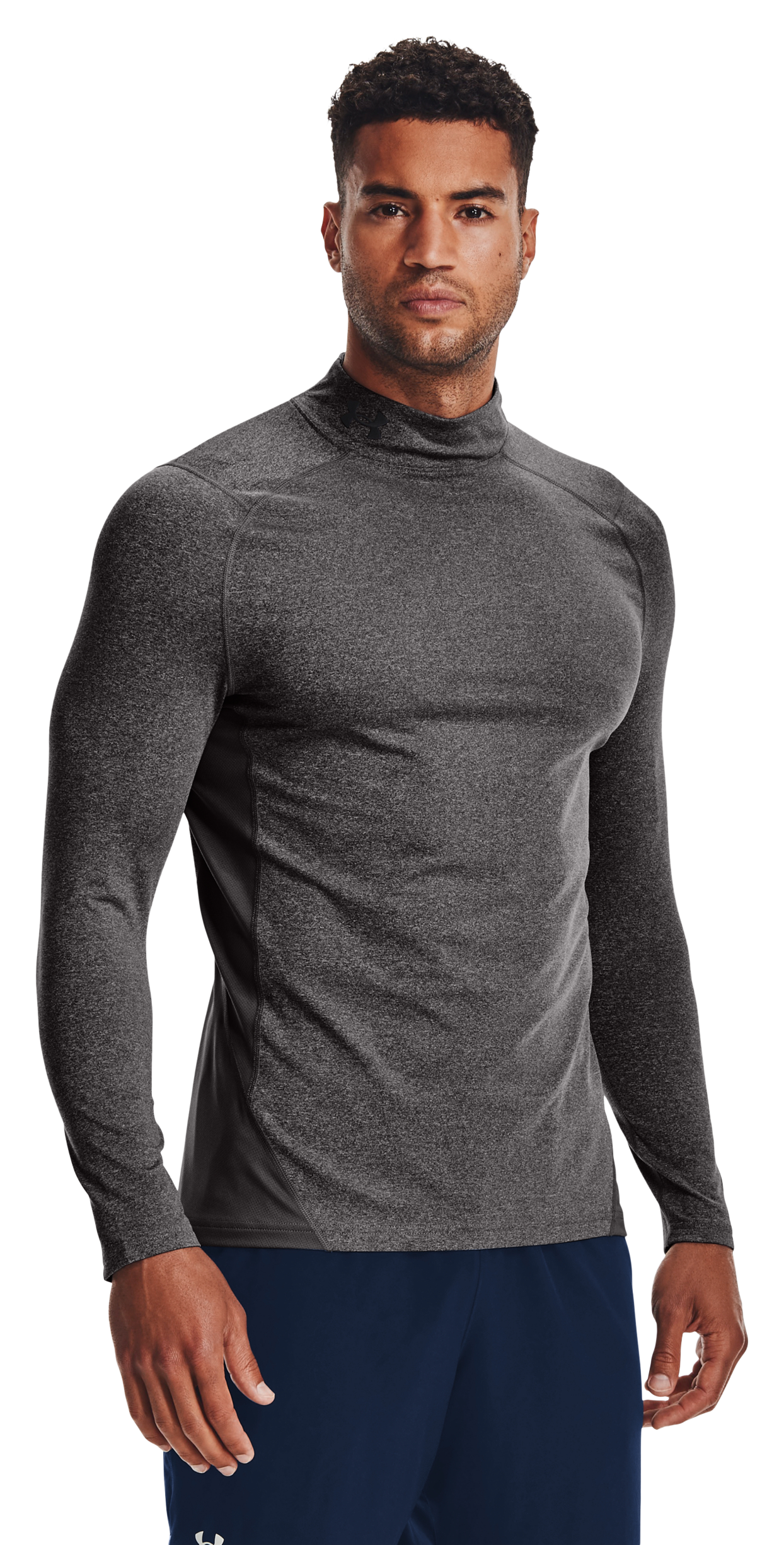 Under Armour ColdGear Fitted Long-Sleeve Mock for Men - Charcoal Light  Heather/Black - XL | Cabela's