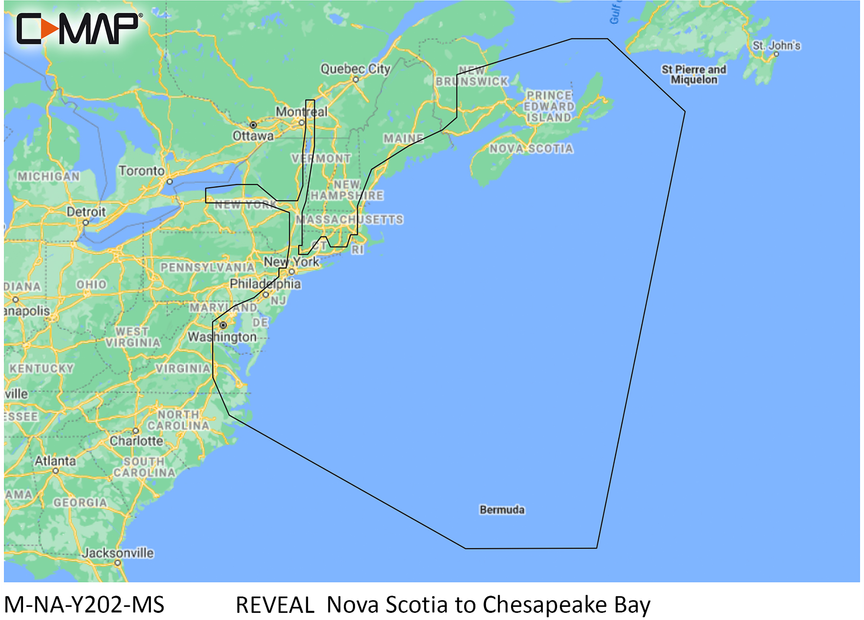 C-MAP Reveal SD Card Map Chart - Nova Scota to Chesapeake
