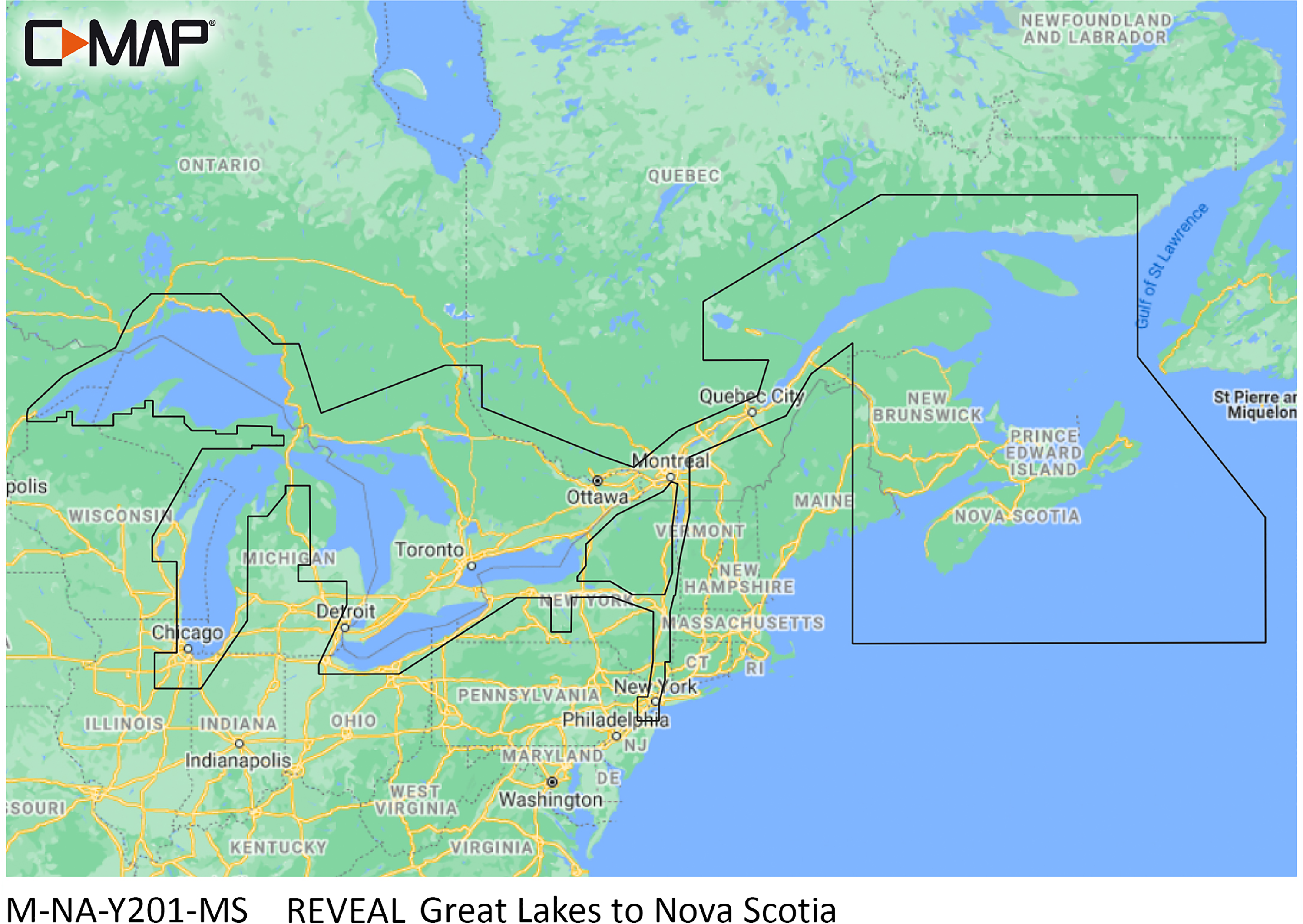 C-MAP Reveal SD Card Map Chart - Great Lakes to Nova Scotia