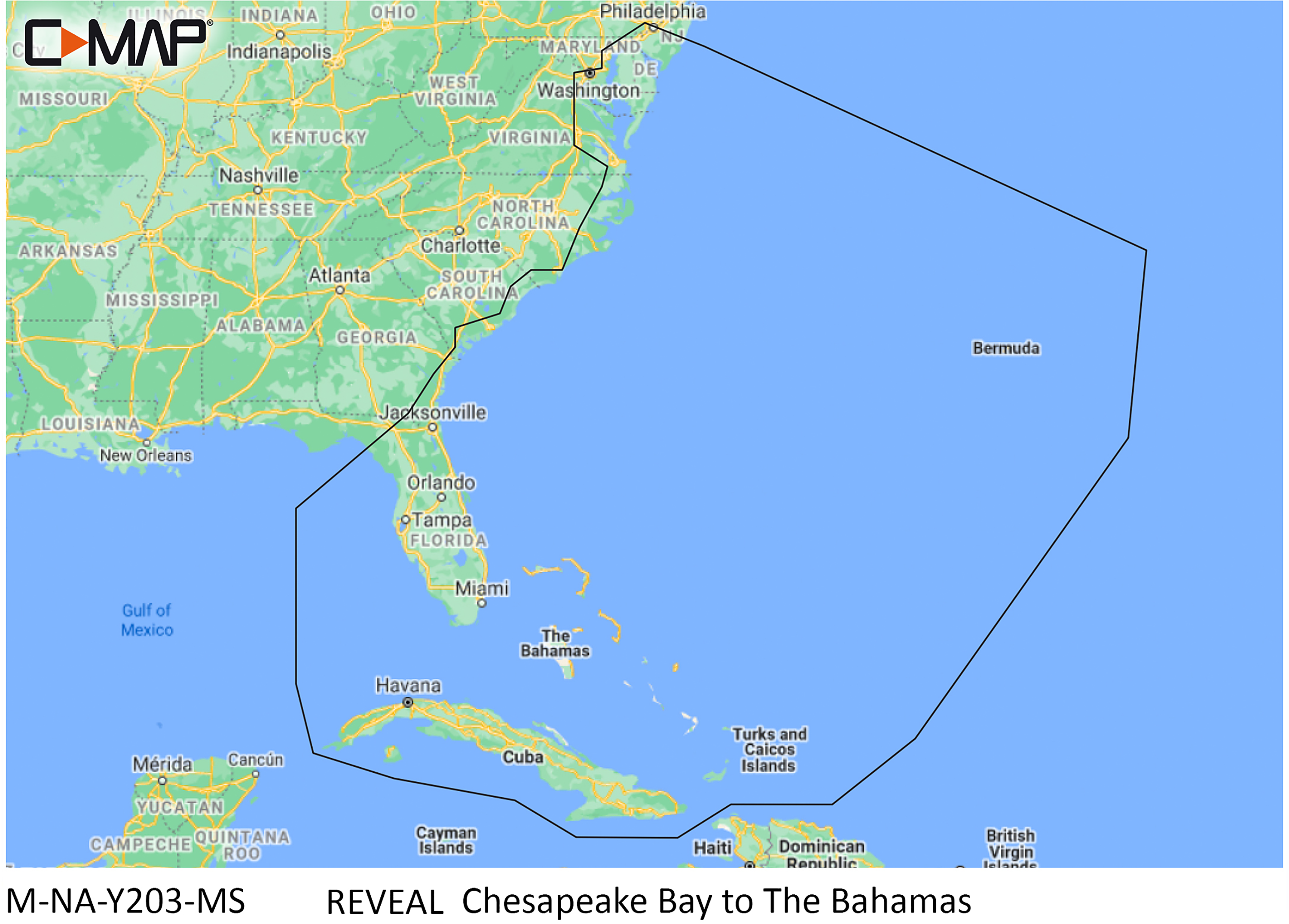 C-MAP Reveal SD Card Map Chart - Chesapeake to Bahamas