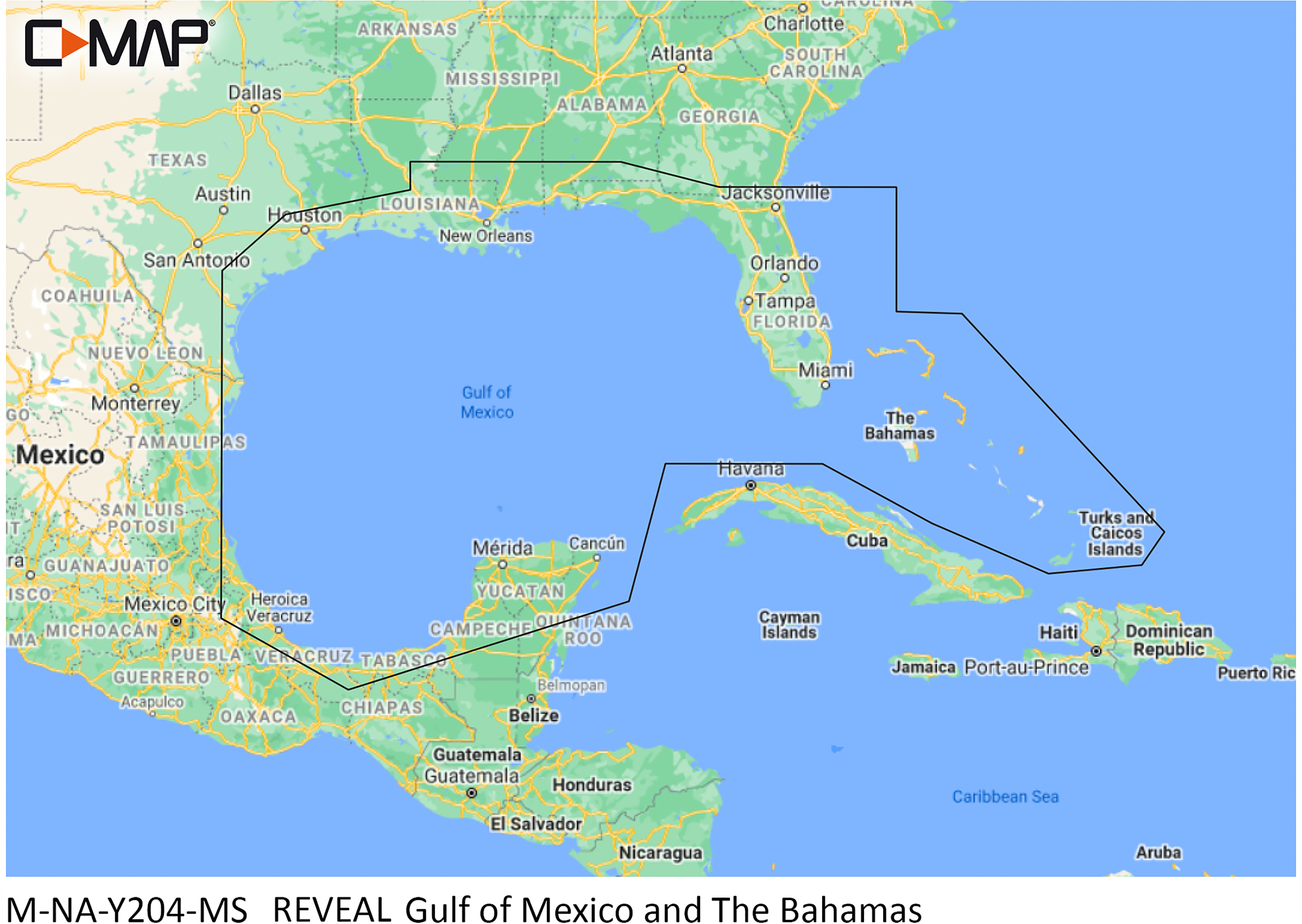 C-MAP Reveal SD Card Map Chart - Gulf of Mexico to Bahamas