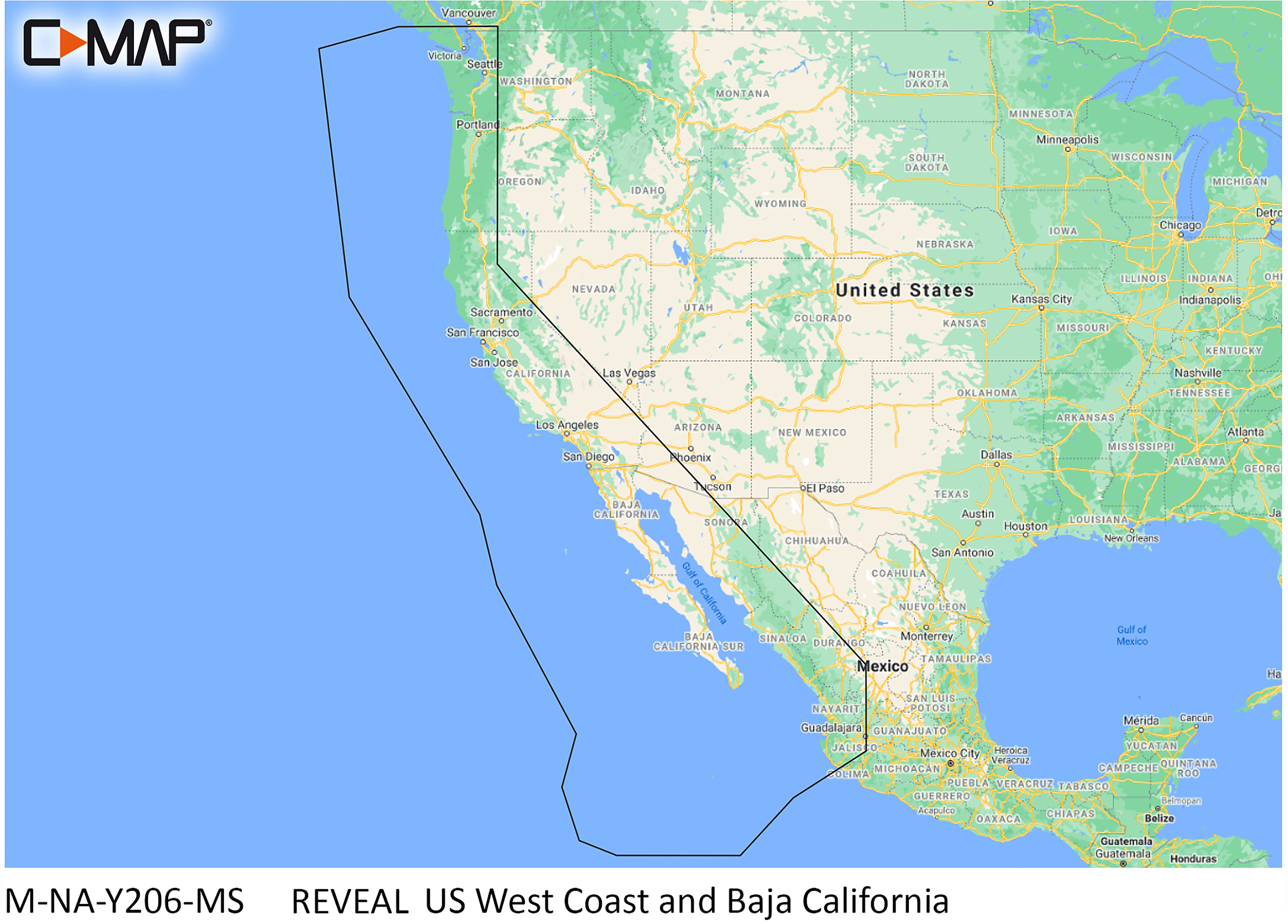 C-MAP Reveal SD Card Map Chart - US West Coast & Baja