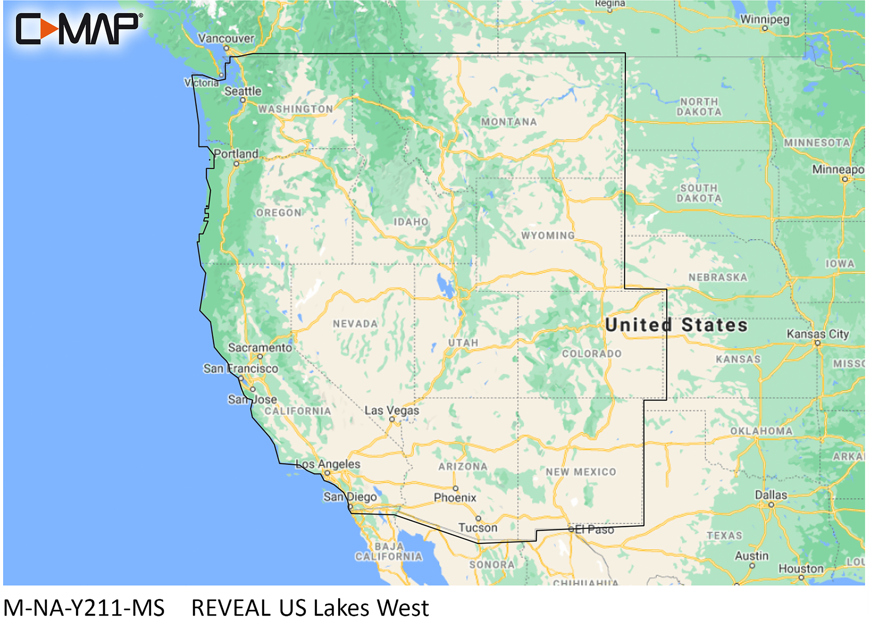 C-MAP Reveal SD Card Map Chart - US Lakes - West