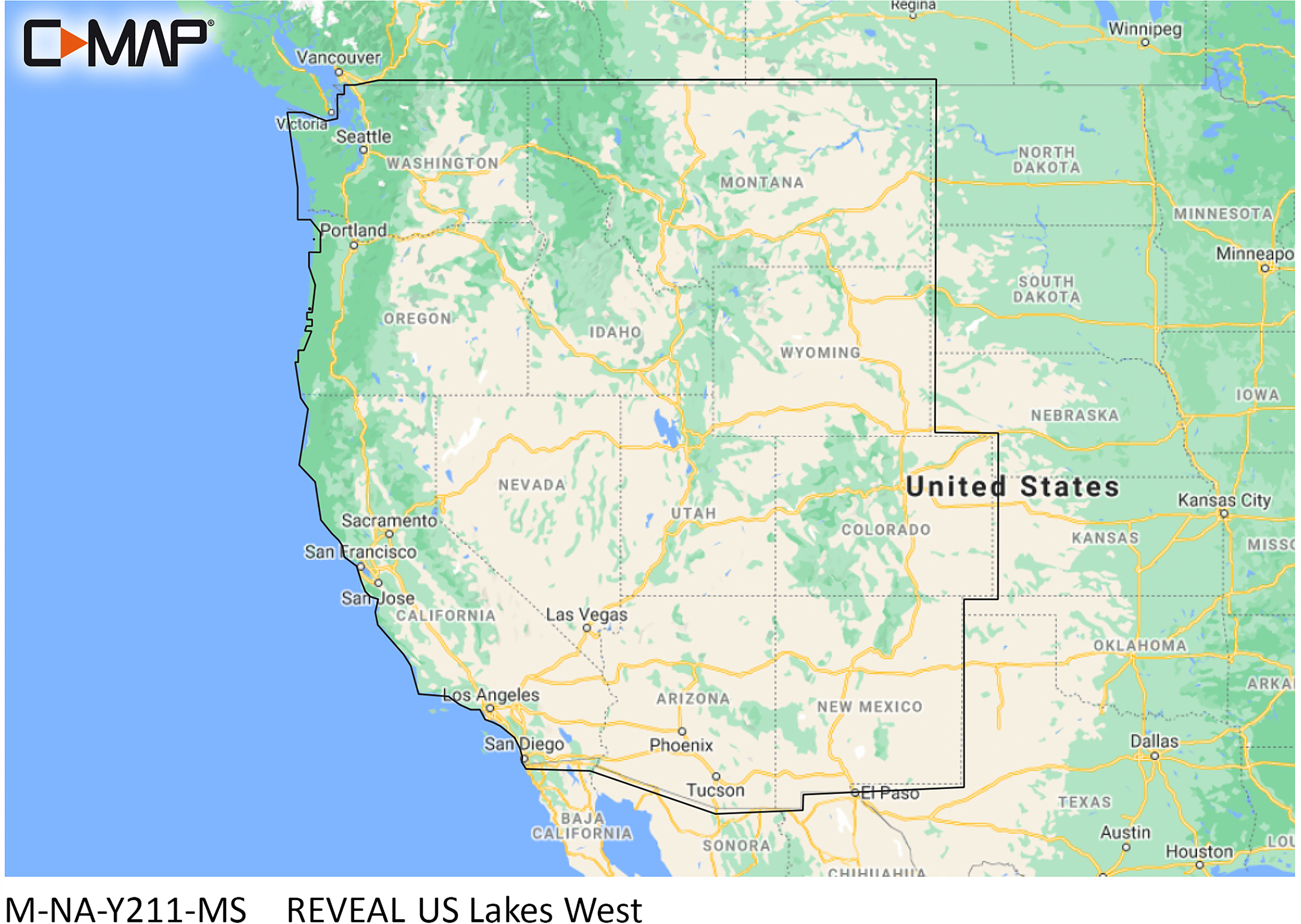 Image of C-MAP Reveal SD Card Map Chart - US Lakes - West