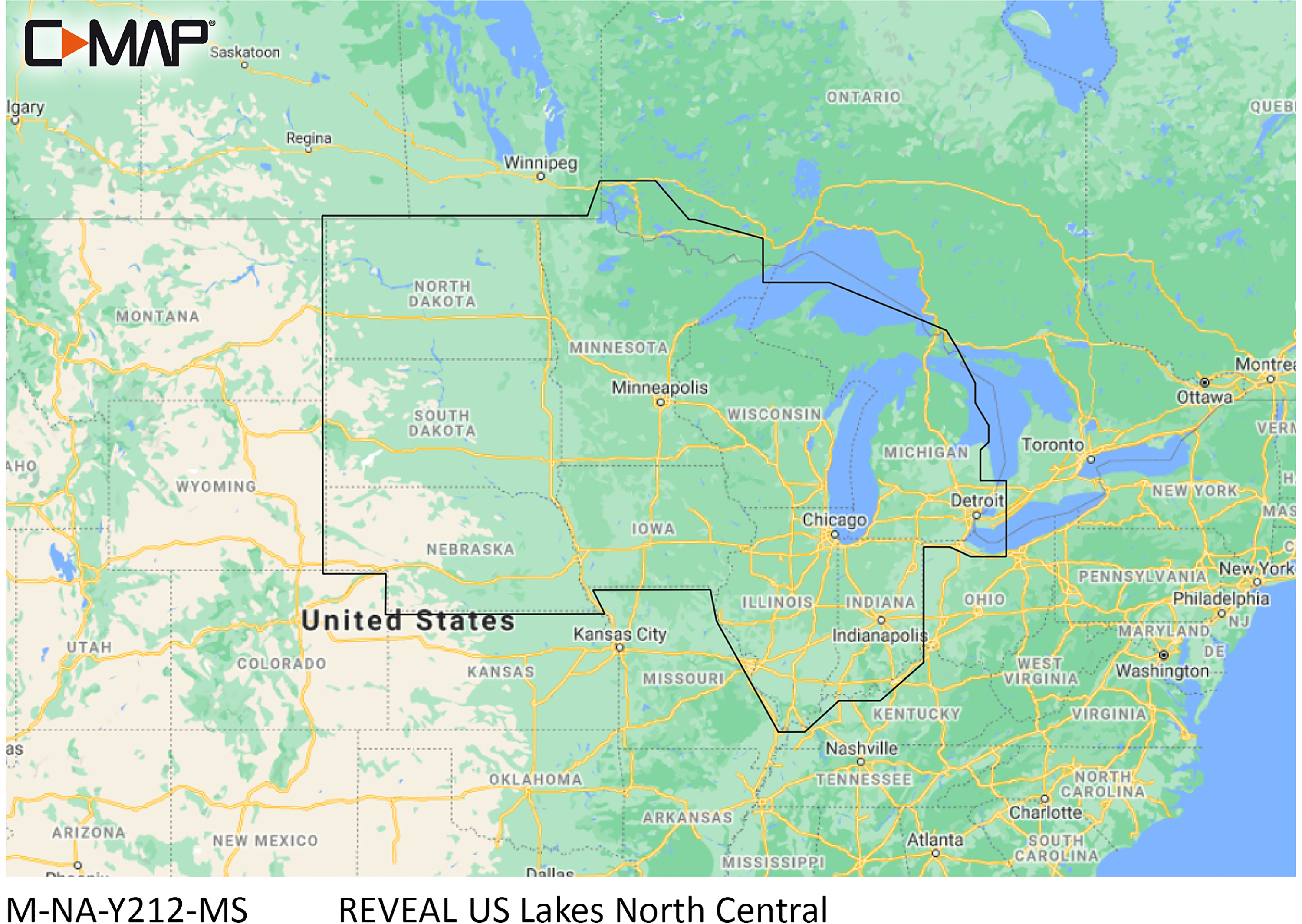 C-MAP Reveal SD Card Map Chart - US Lakes - North Central