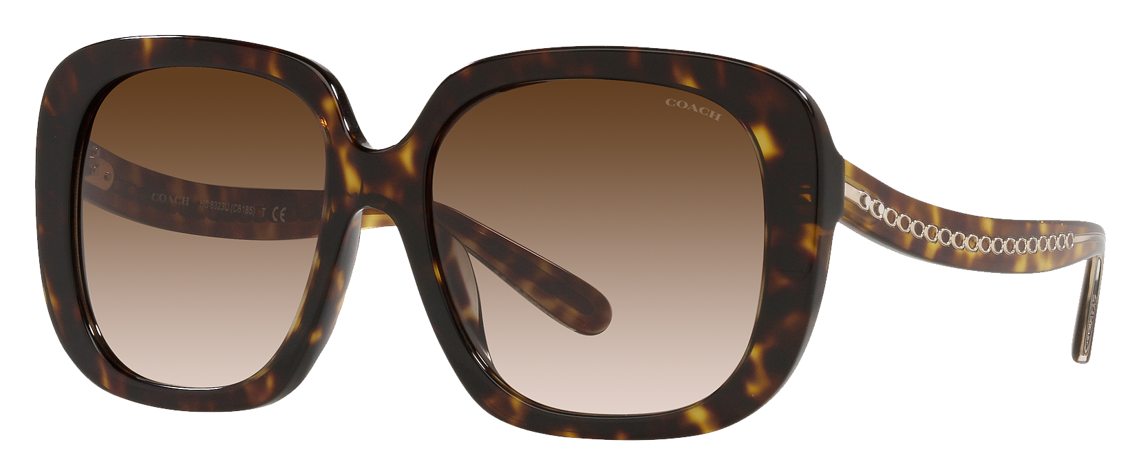 Coach HC8323 Sunglasses for Ladies - Brown Gradient - Dark Tortoise
