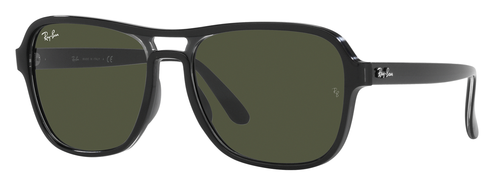 Ray-Ban State Side RB4356 Glass Sunglasses - Polished Black/Transparent/Gre