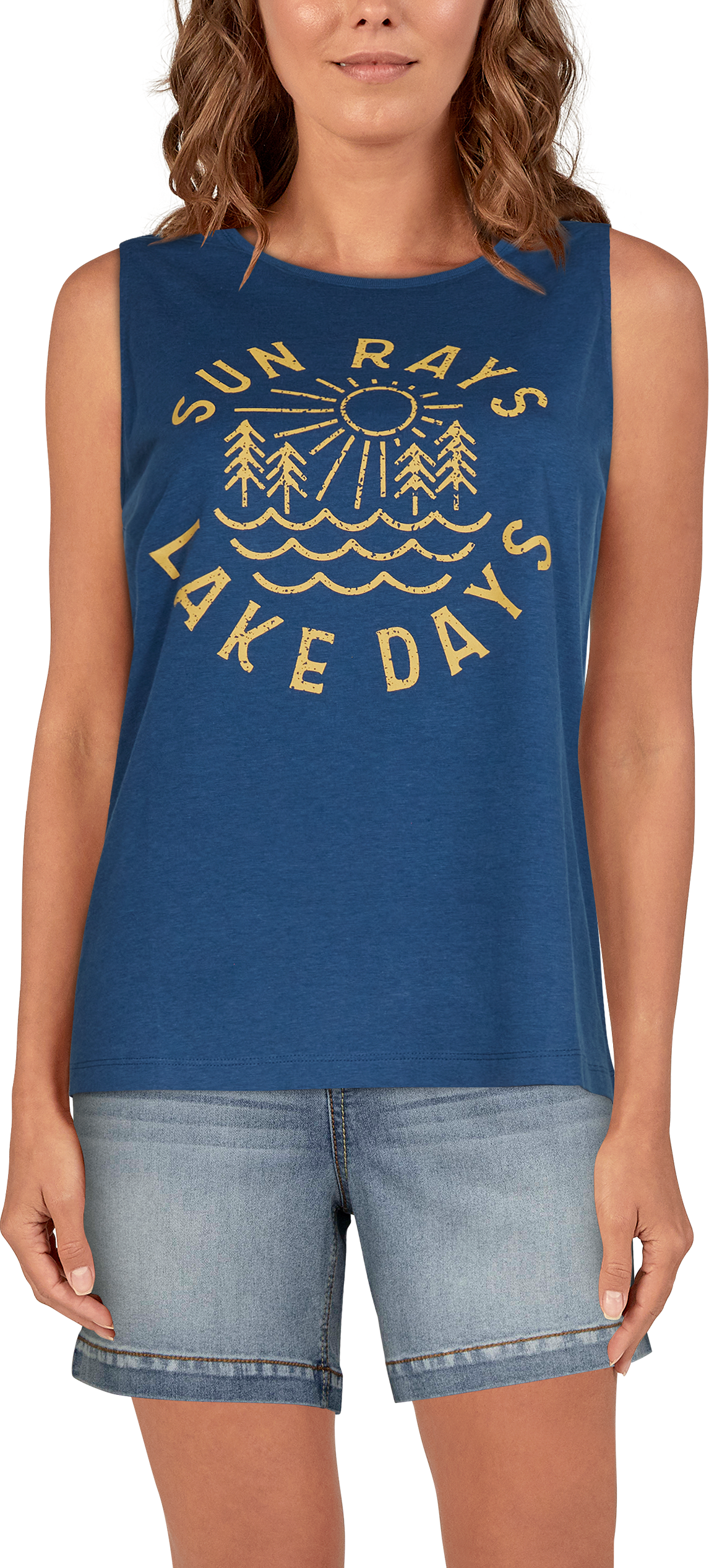Natural Reflections Sun Rays Lake Days Tank Top for Ladies - Ensign Blue - L product image