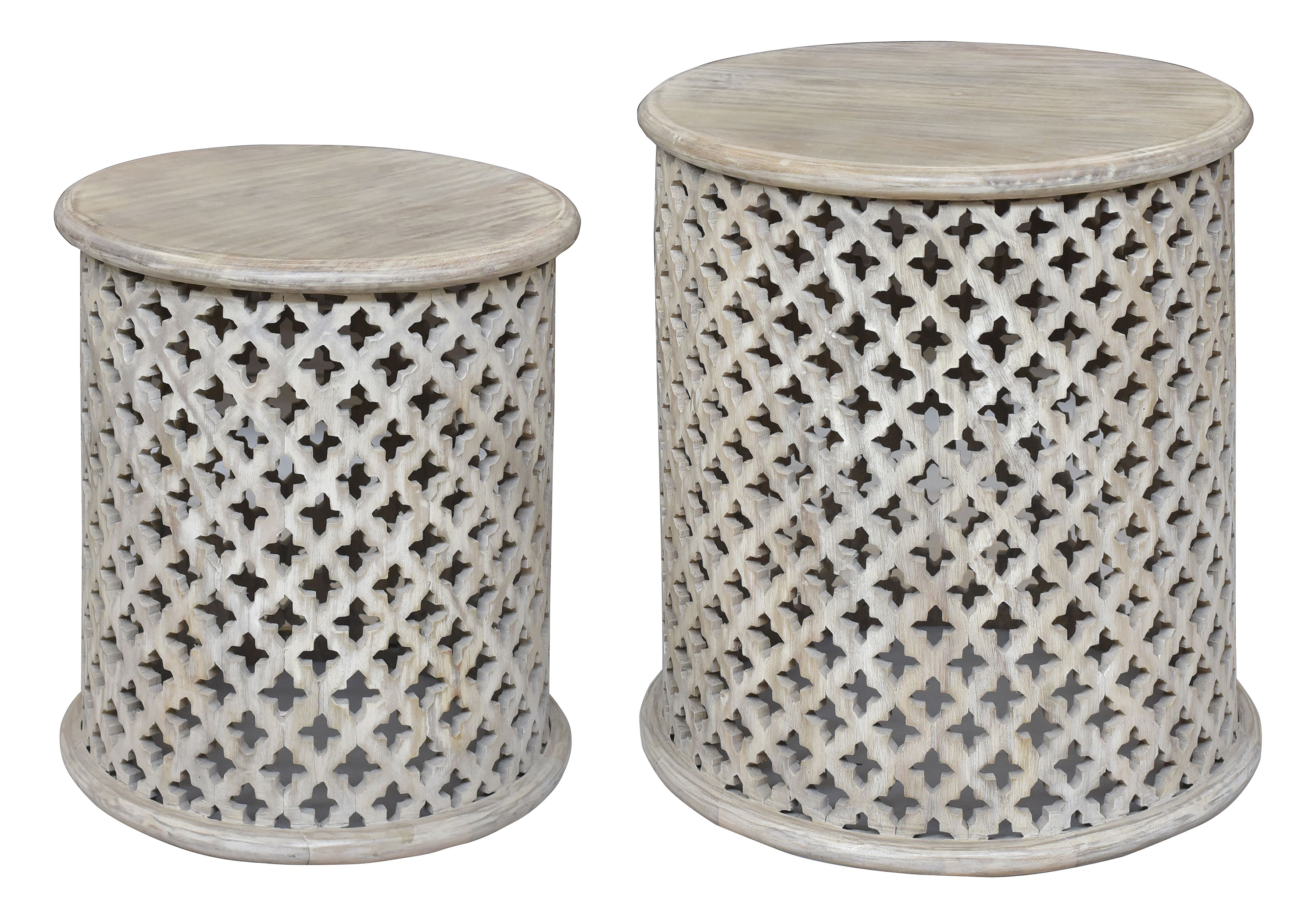 Crestview Collection Wood Pierced 2-Table Set