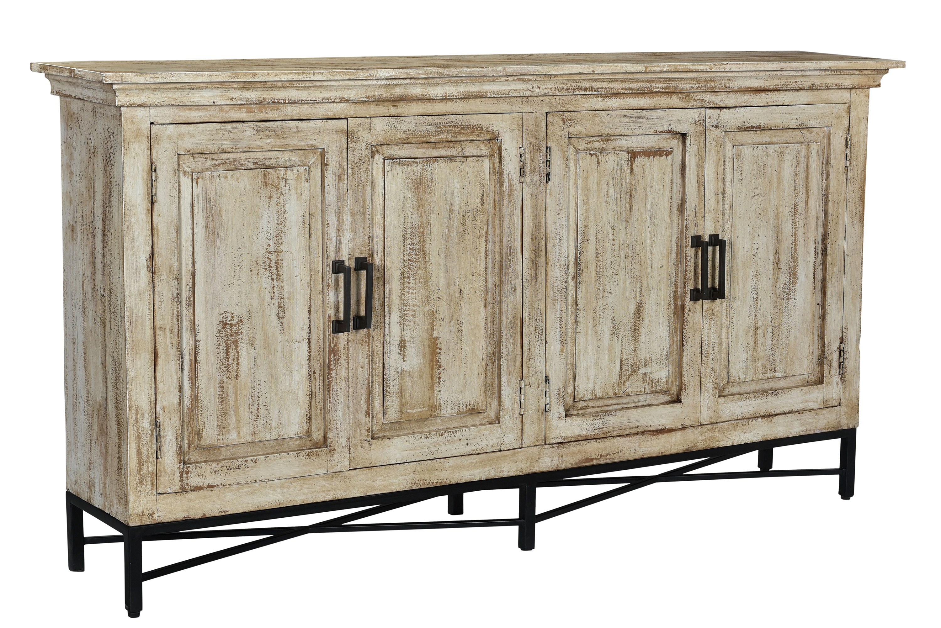 101130907-3326525 Crestview Collection Distressed White Sideboard Ca sku 101130907-3326525