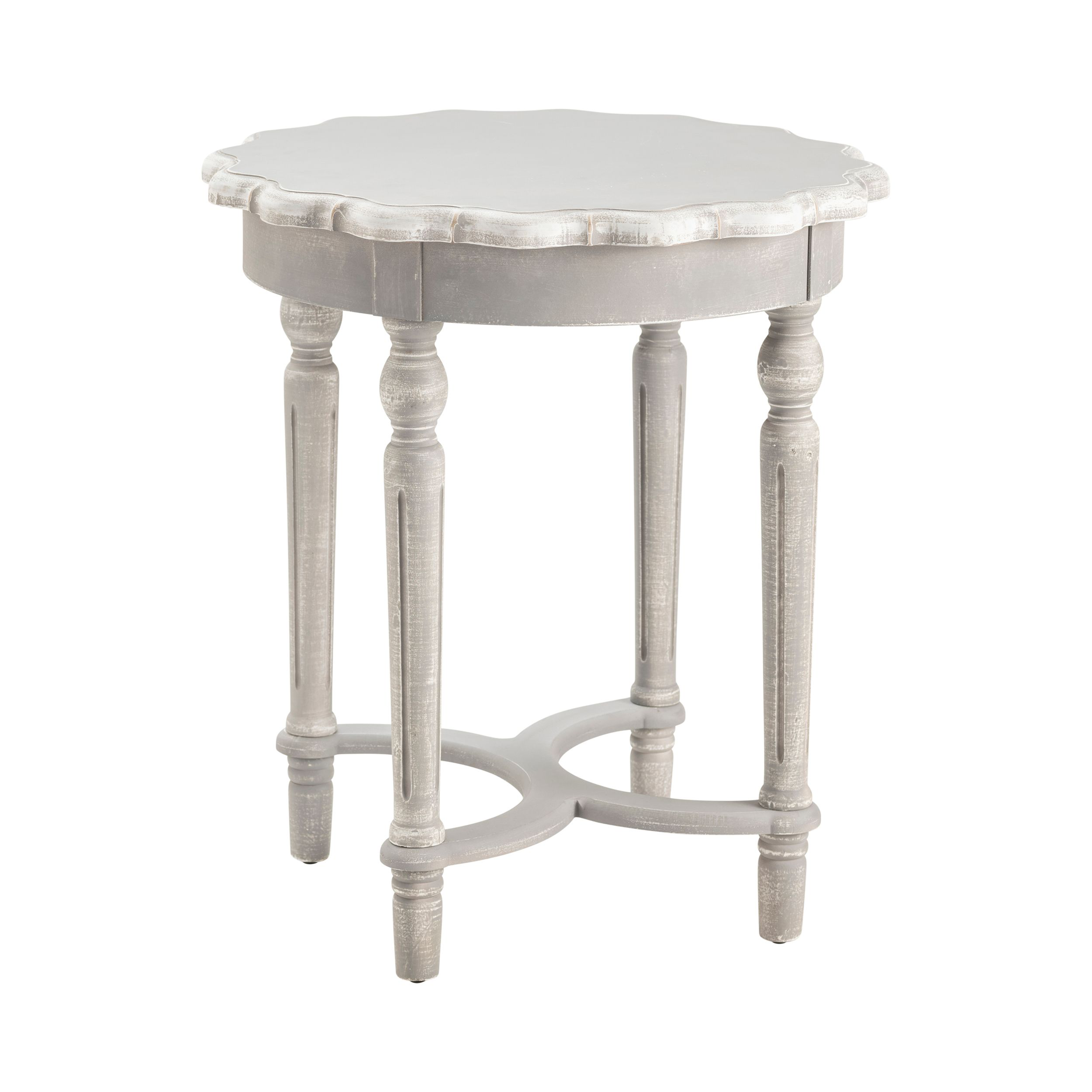 Crestview Collection Chalk-Gray Scalloped Table