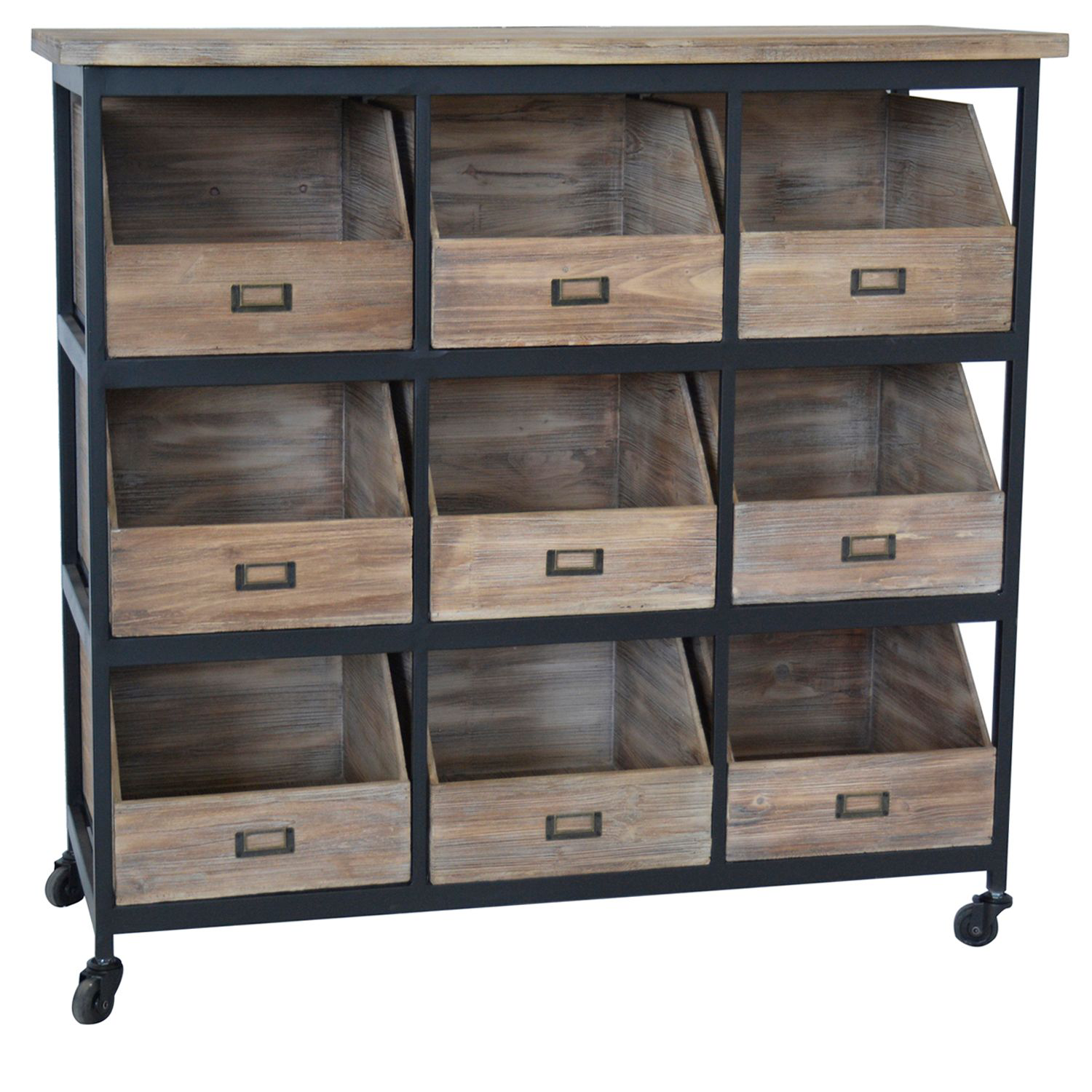 Crestview Collection Industrial Metal and Wood 9-Drawer Storage Chest