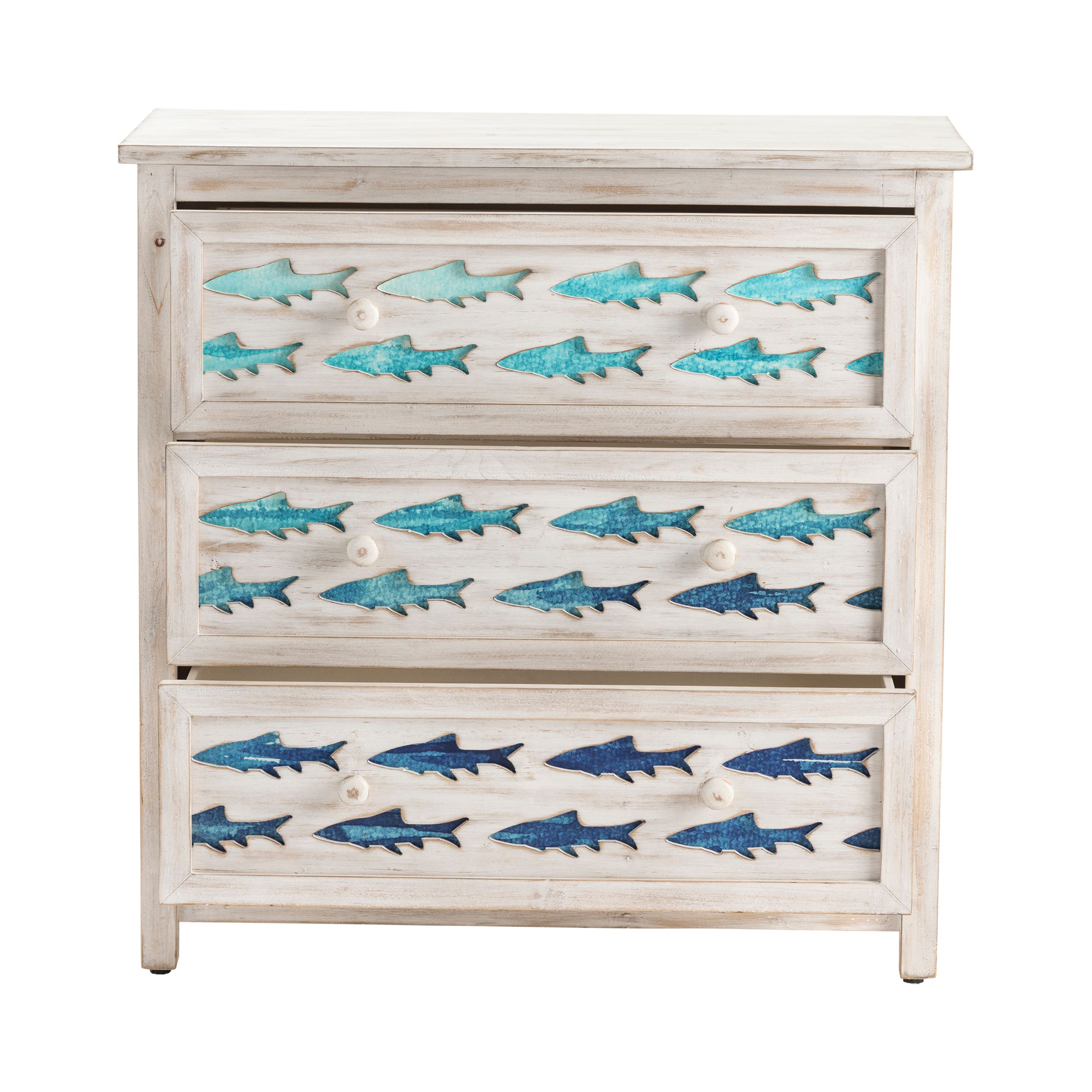 Crestview Collection 3-Drawer Whitewash Fish Chest