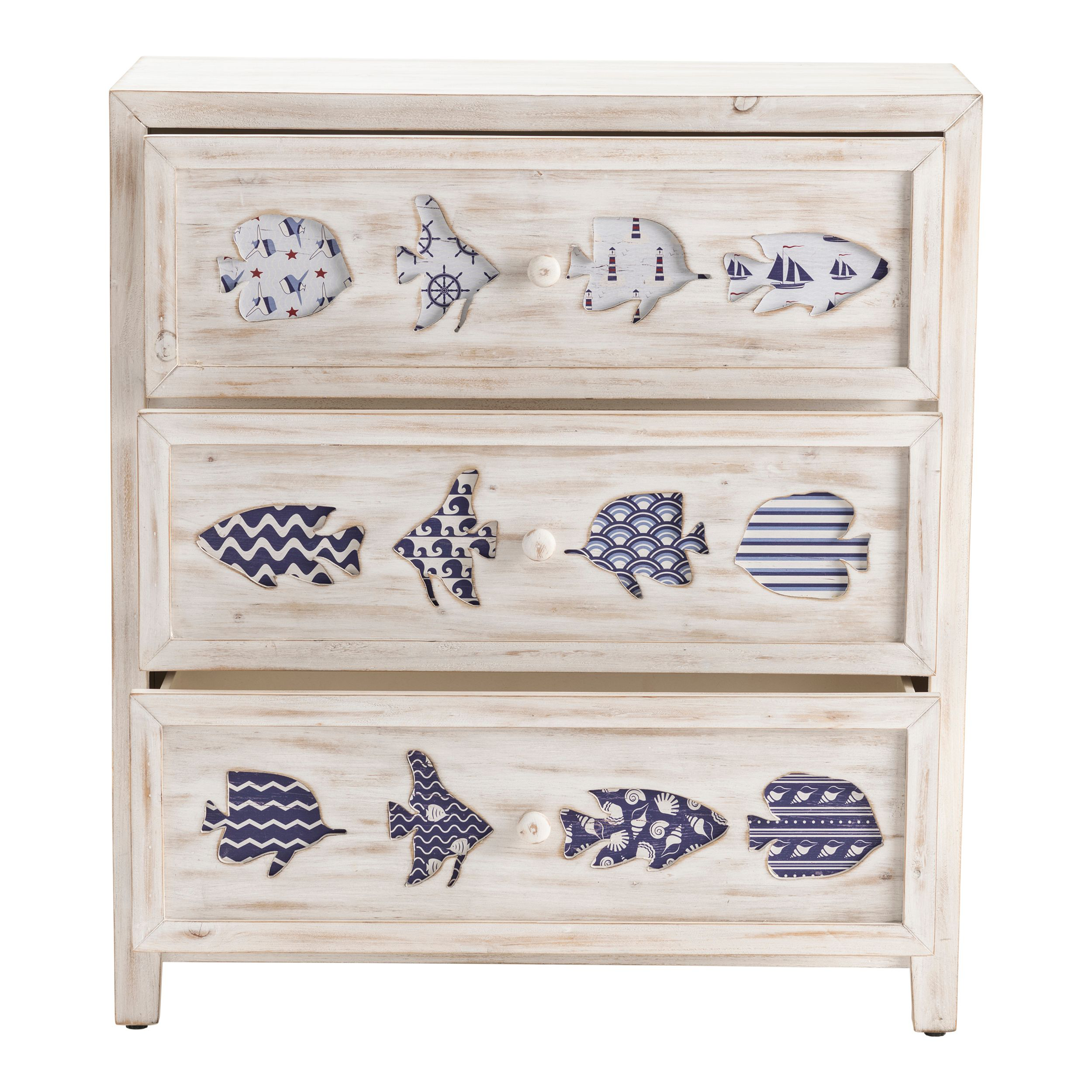 Crestview Collection Hatteras Whitewash Fish Chest