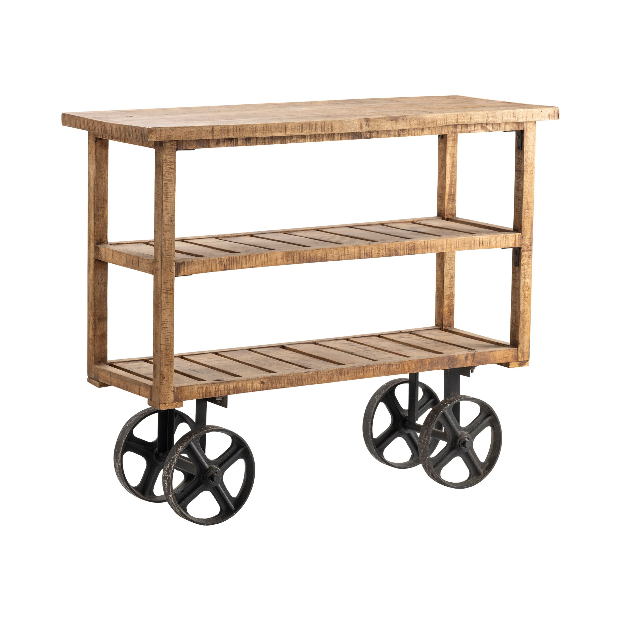 Crestview Collection Bengal Manor Mango Wood Industrial Cart