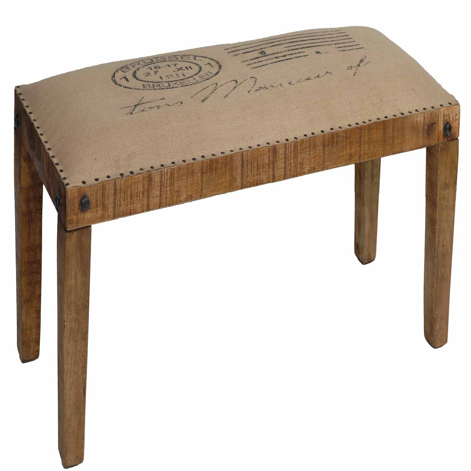 Crestview Collection Mango Wood Burlap Bench
