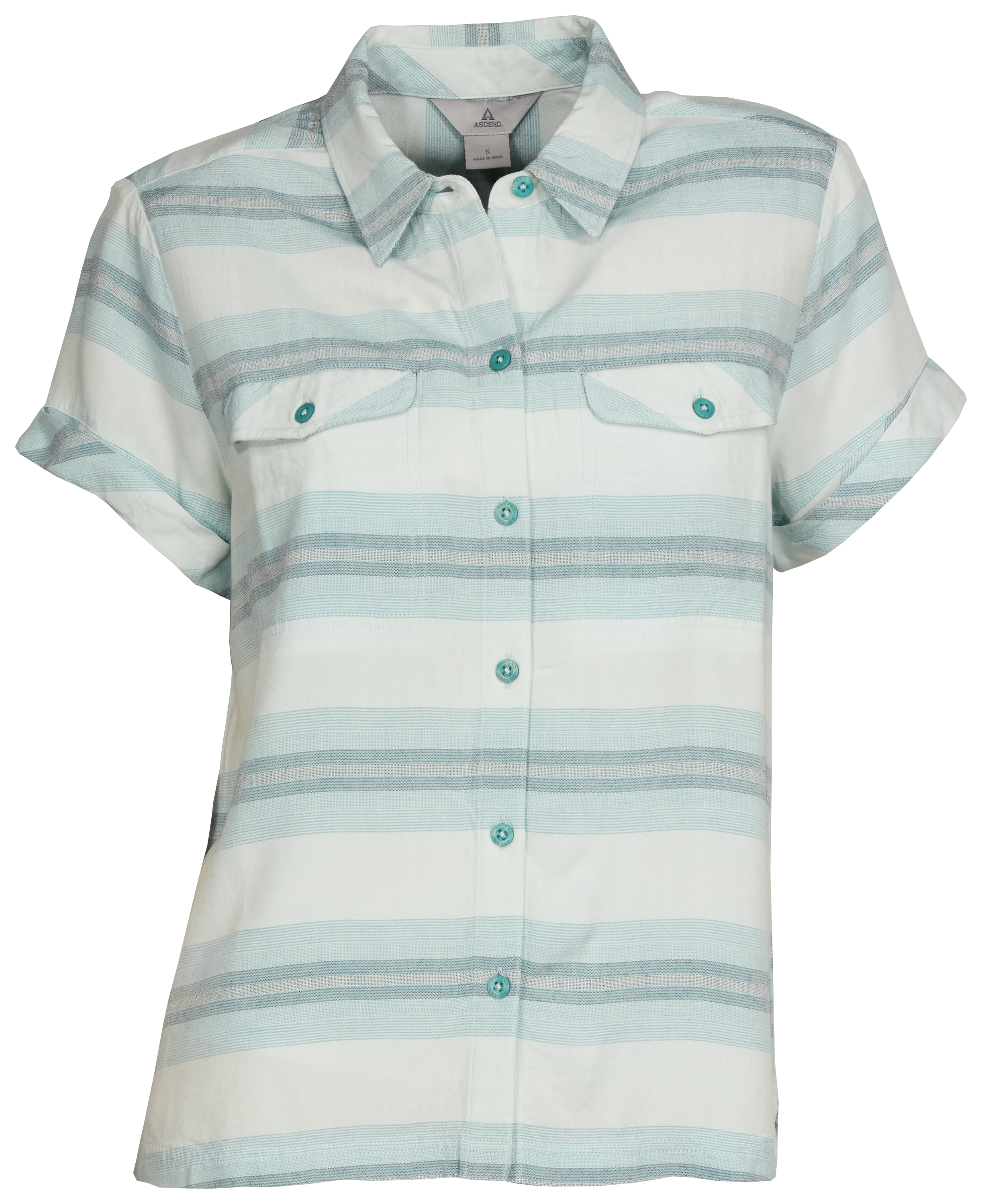 Ascend Short-Sleeve Camp Shirt for Ladies - Blue Coral Stripe - XS