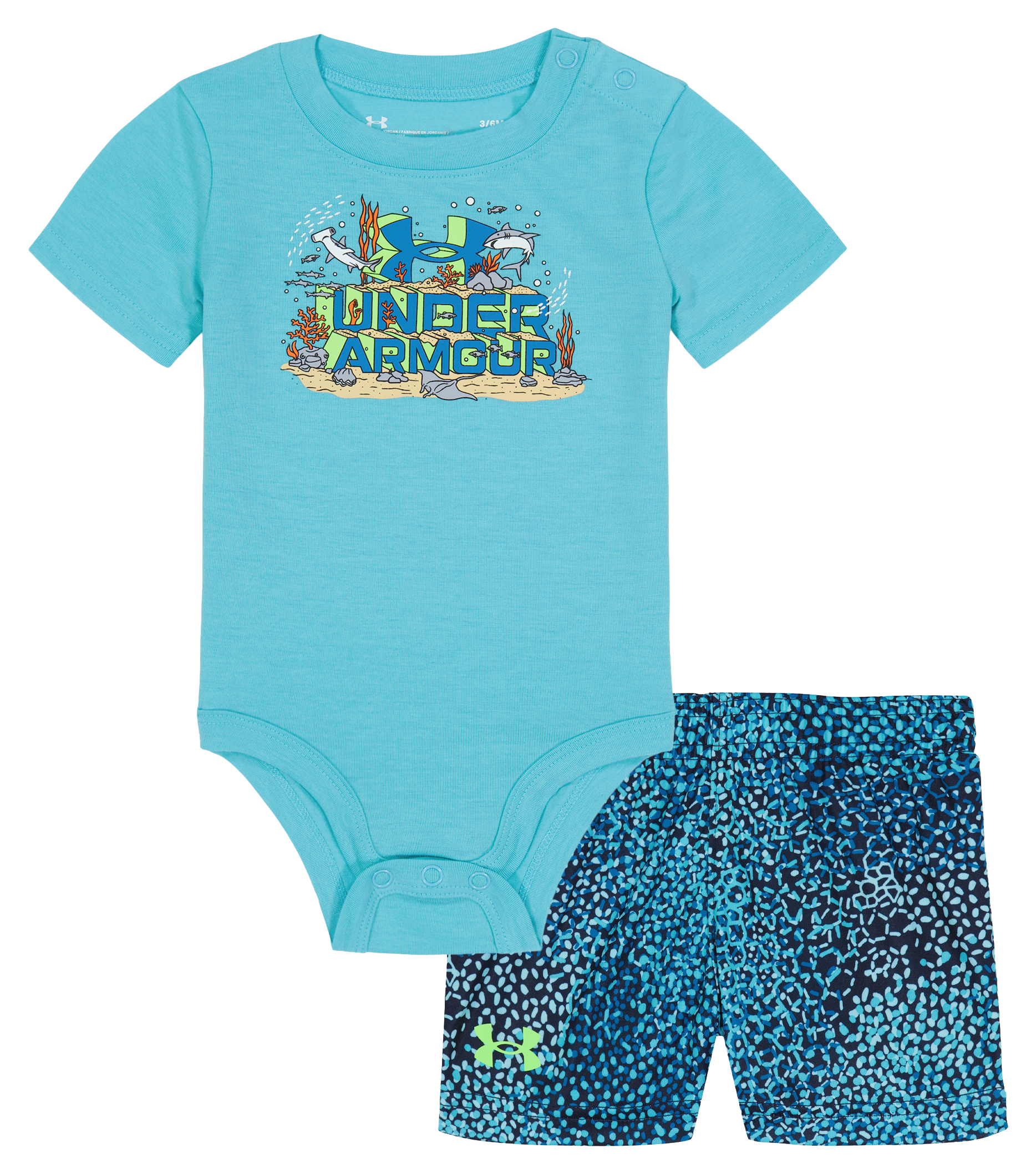 UNDER ARMOUR Deep Sea Wordmark Short-Sleeve Bodysuit and Shorts Set for Baby Boys