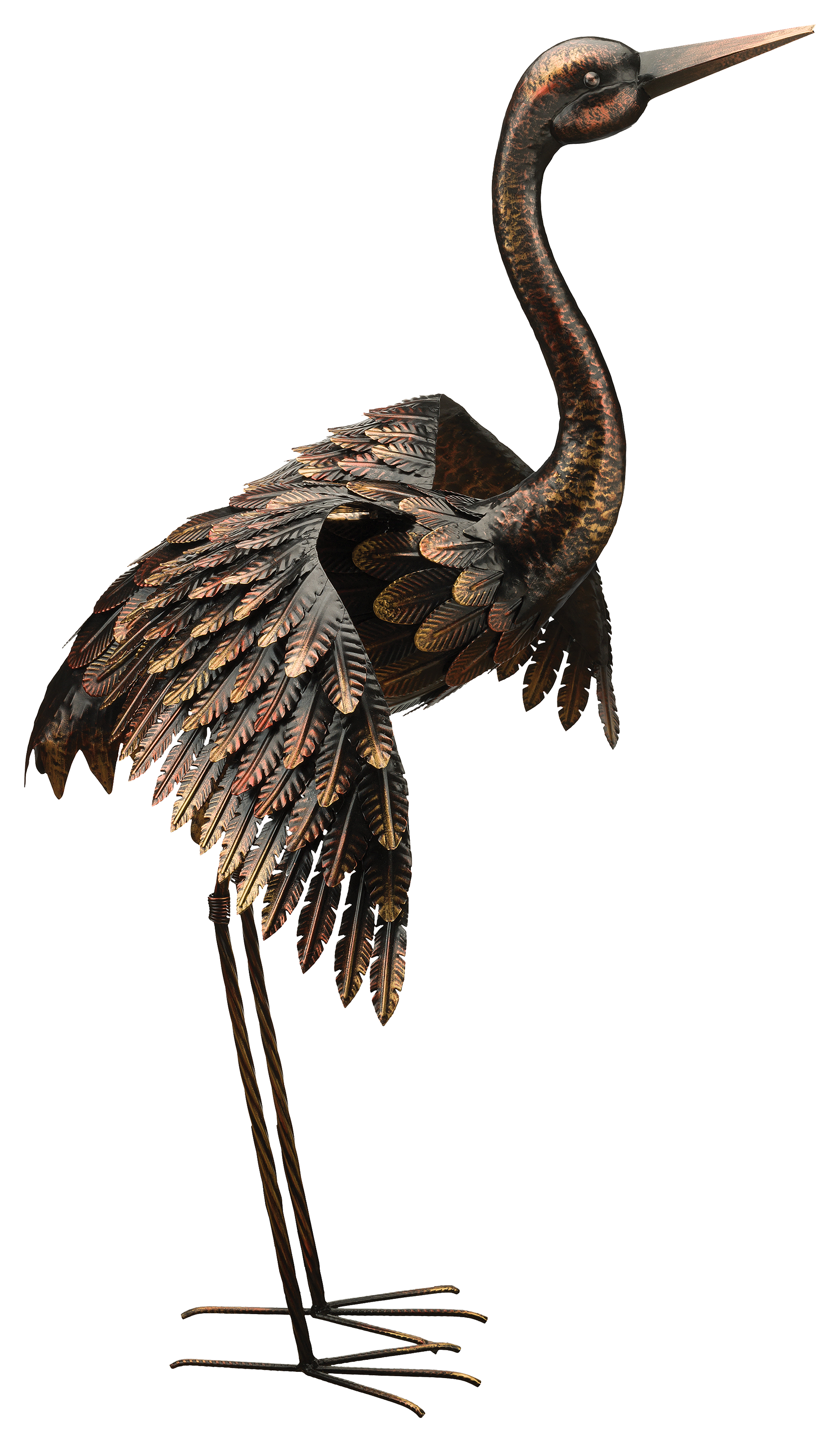 Regal Art & Gift Bronze Crane with Wings Out Garden Decor