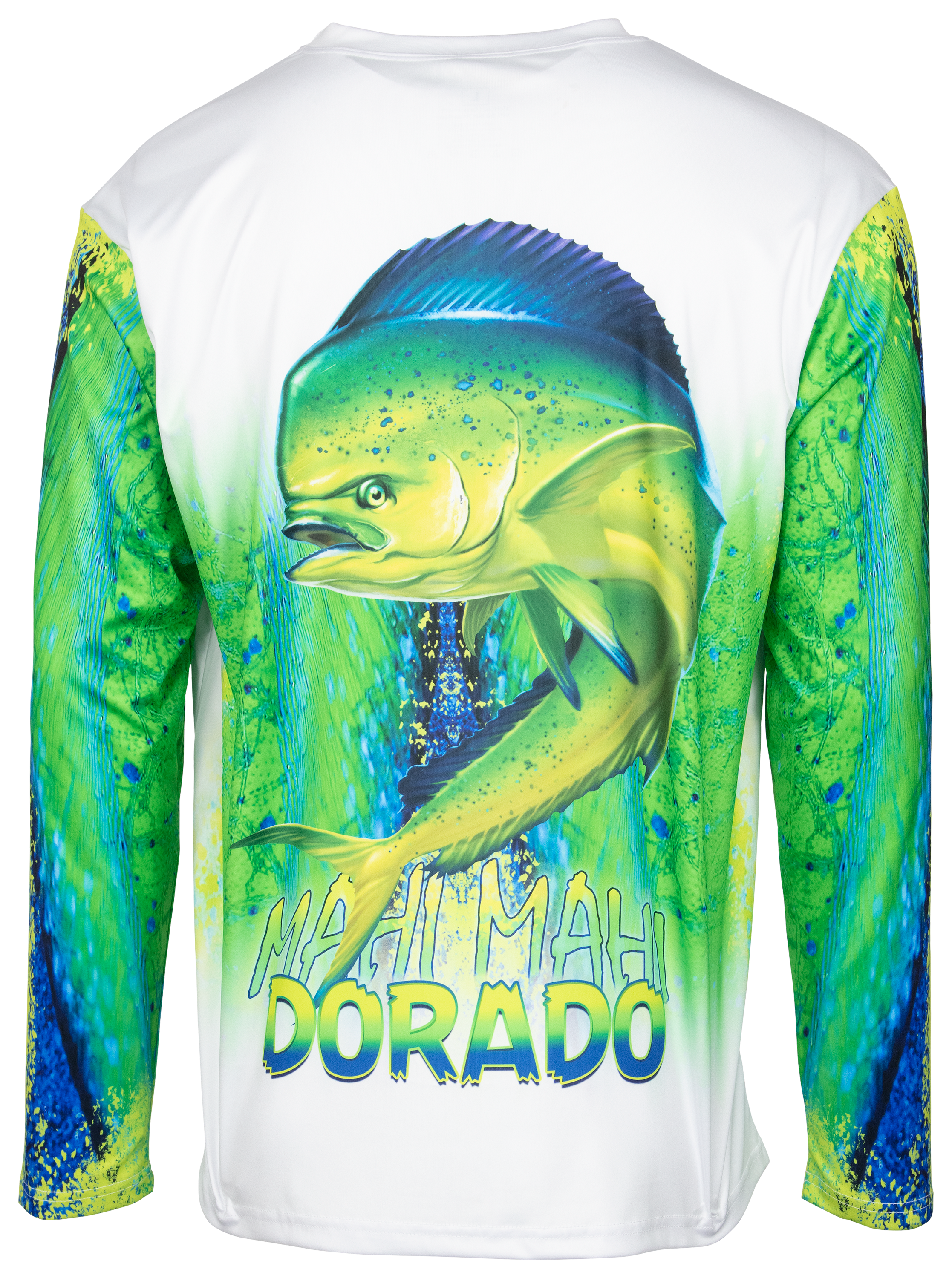Pescando Mahi Mahi Performance Long-Sleeve T-Shirt for Men - White/Green - 