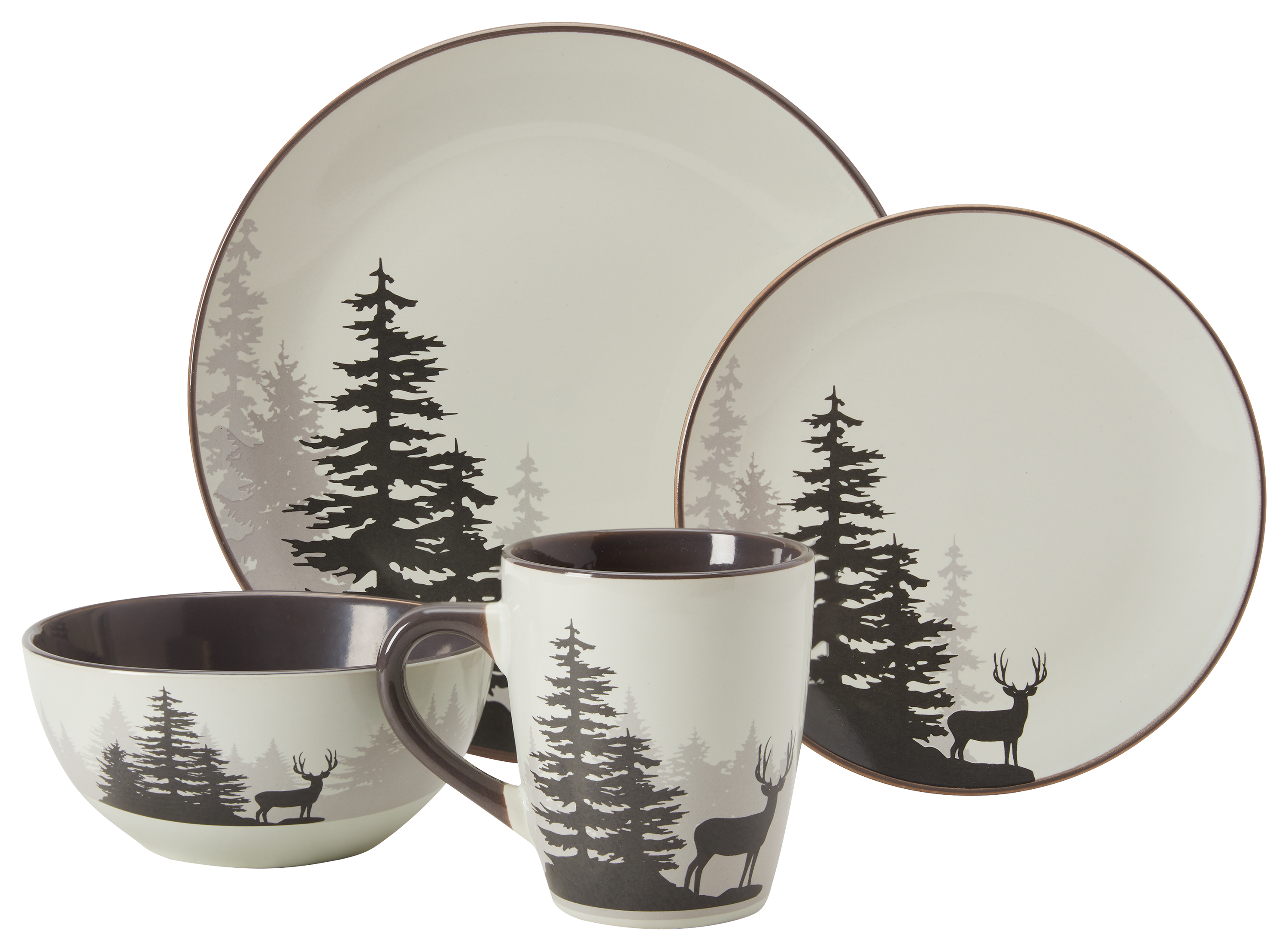 WHITE RIVER HOME Deer in Pine 16-Piece Dinnerware Set