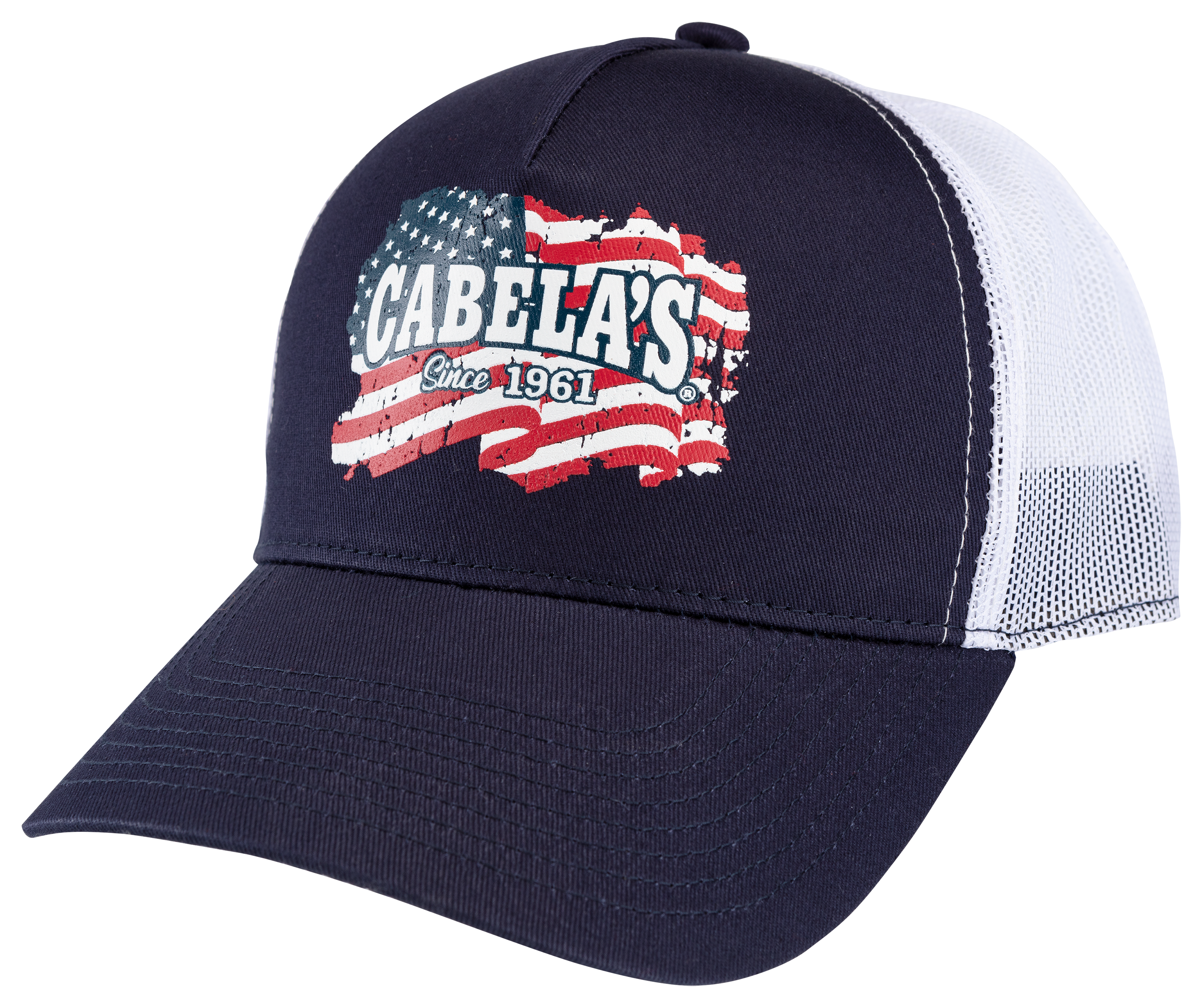 Cabelas Ripple Flag Mesh-Back Cap - Navy/White