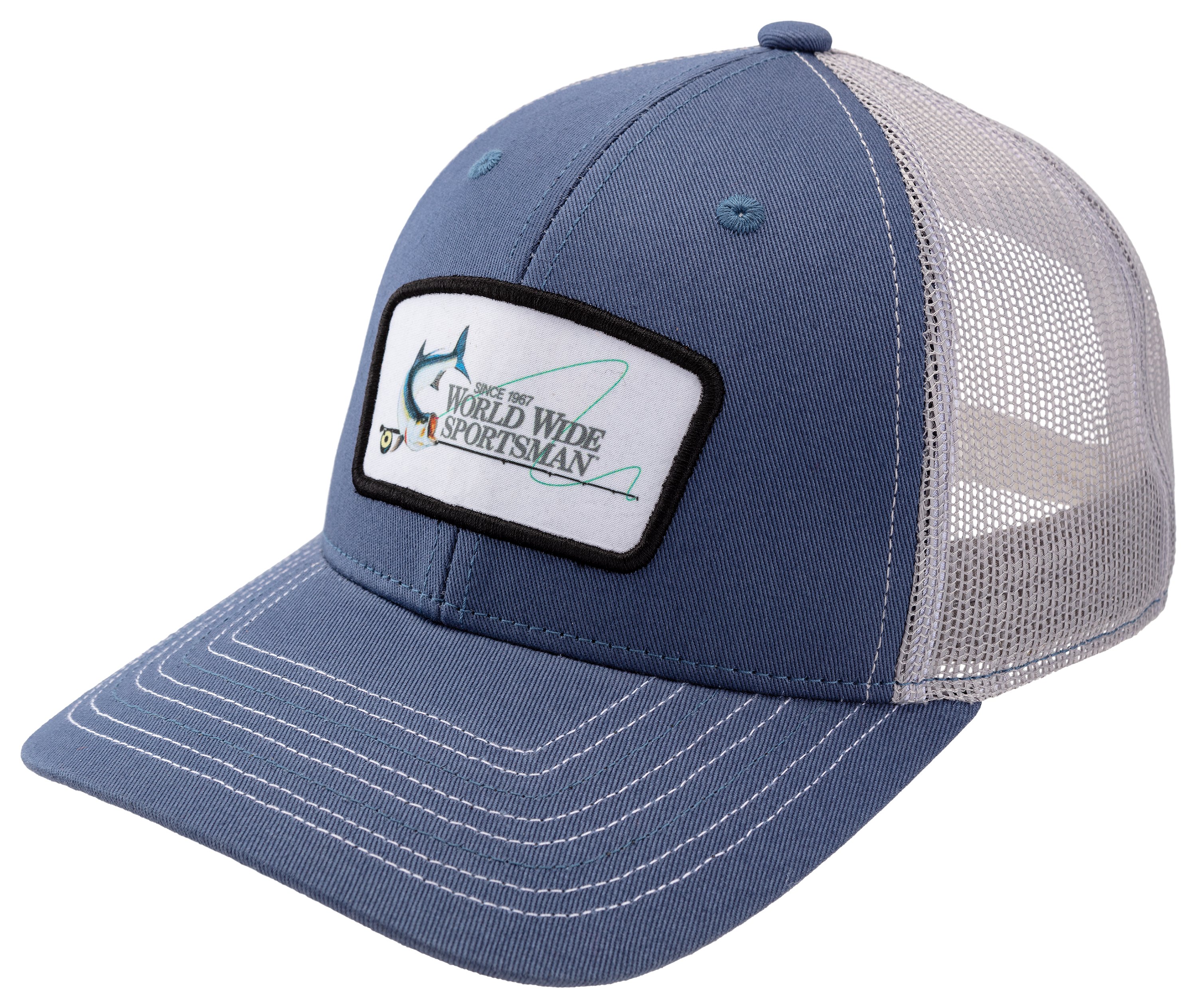 World Wide Sportsman Logo Patch Mesh-Back Cap - Blue/Gray