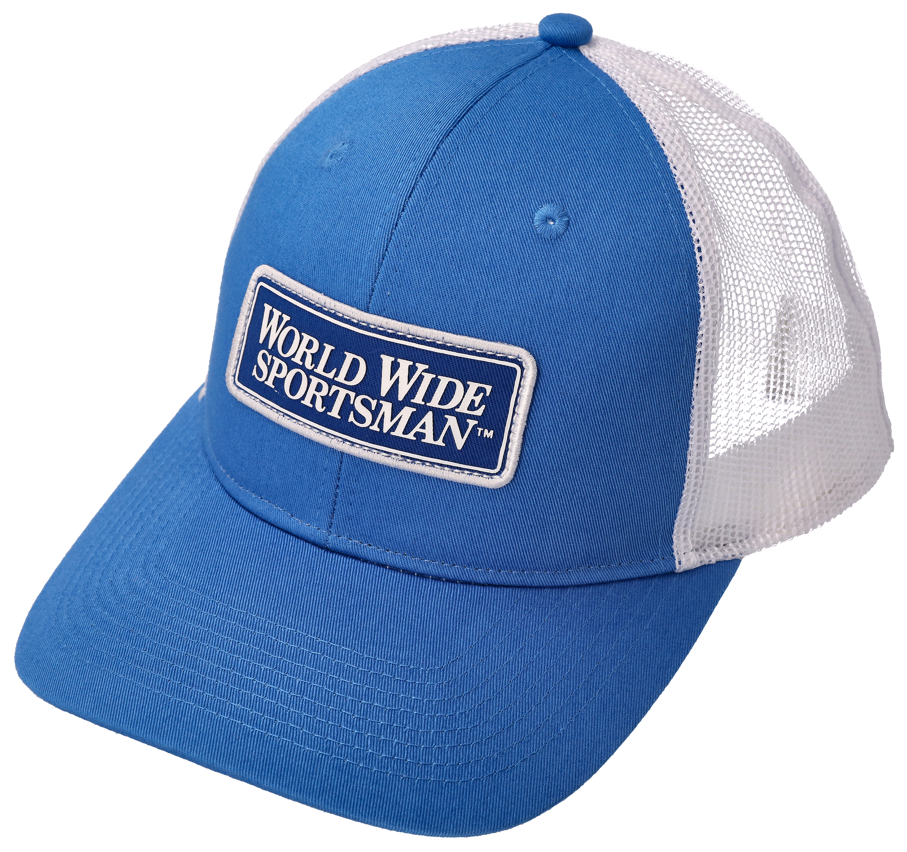 World Wide Sportsman Rubberized Logo Mesh-Back Cap - Blue/White