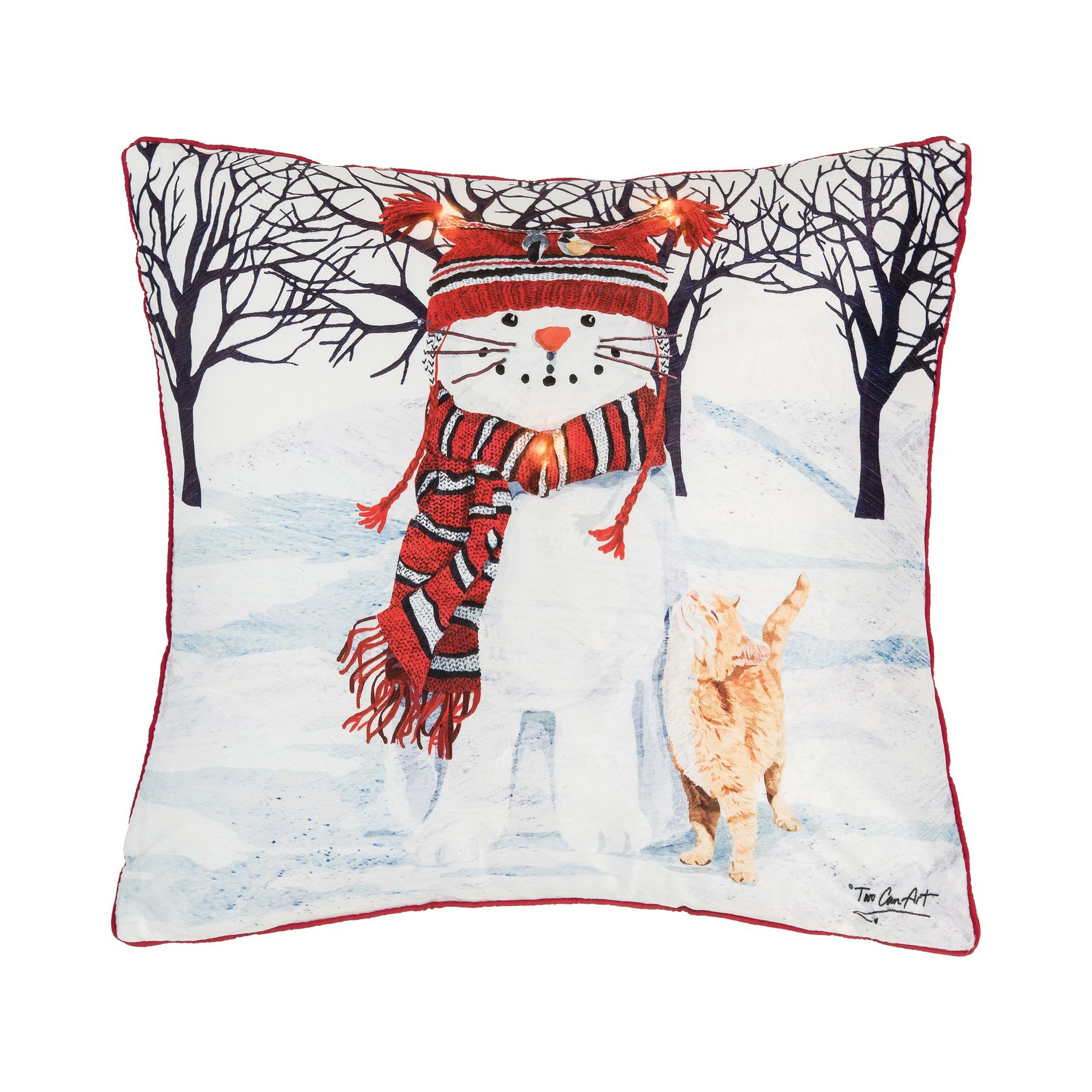 Image of C&F Home Snow Cat LED Throw Pillow