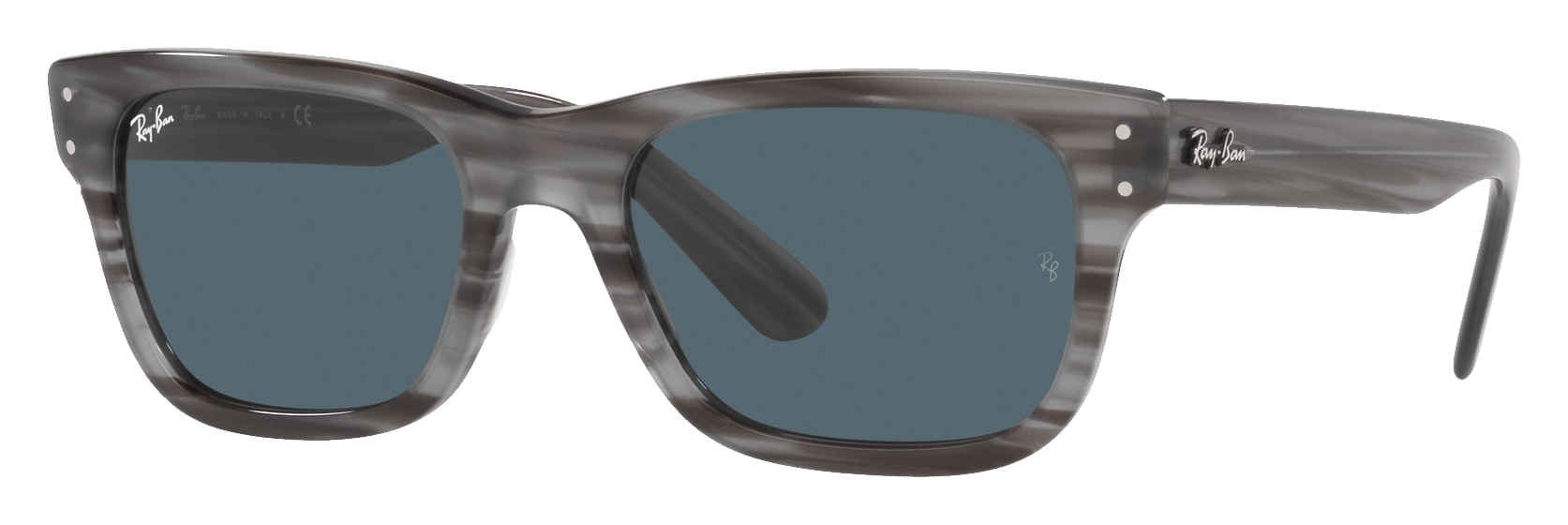 Image of Ray-Ban Mr. Burbank RB2283 Glass Sunglasses - Polished Gray/Blue Classic - Standard