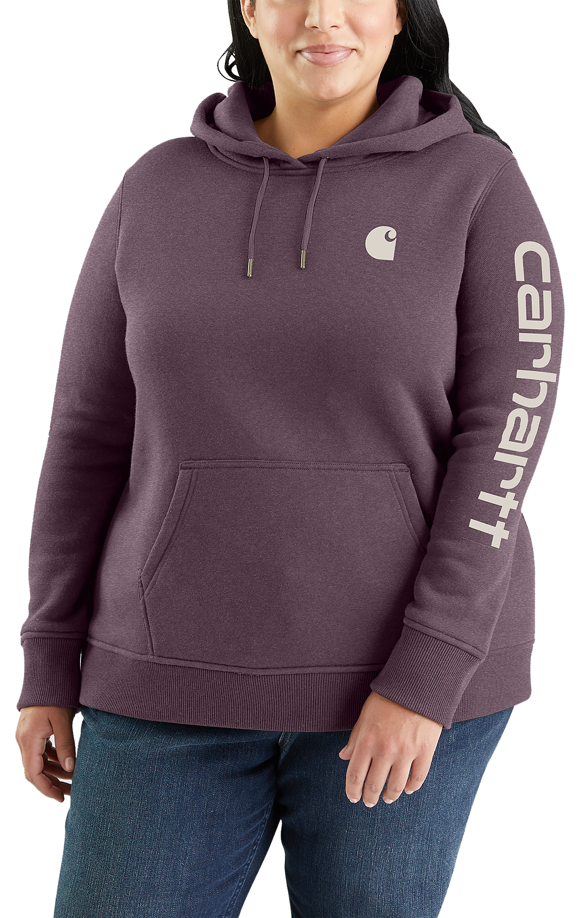 Image of Carhartt Relaxed Fit Midweight Logo Sleeve Graphic Sweatshirt - Blackberry Heather - 2X