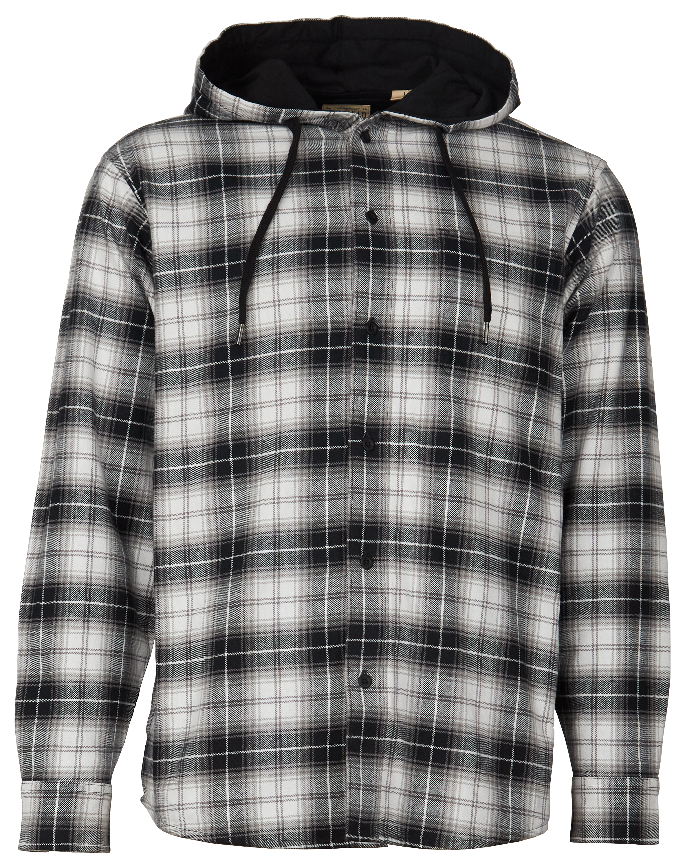 RedHead Hooded Jersey-Lined Flannel Long-Sleeve Shirt for Men - Black Gray Plaid - S product image