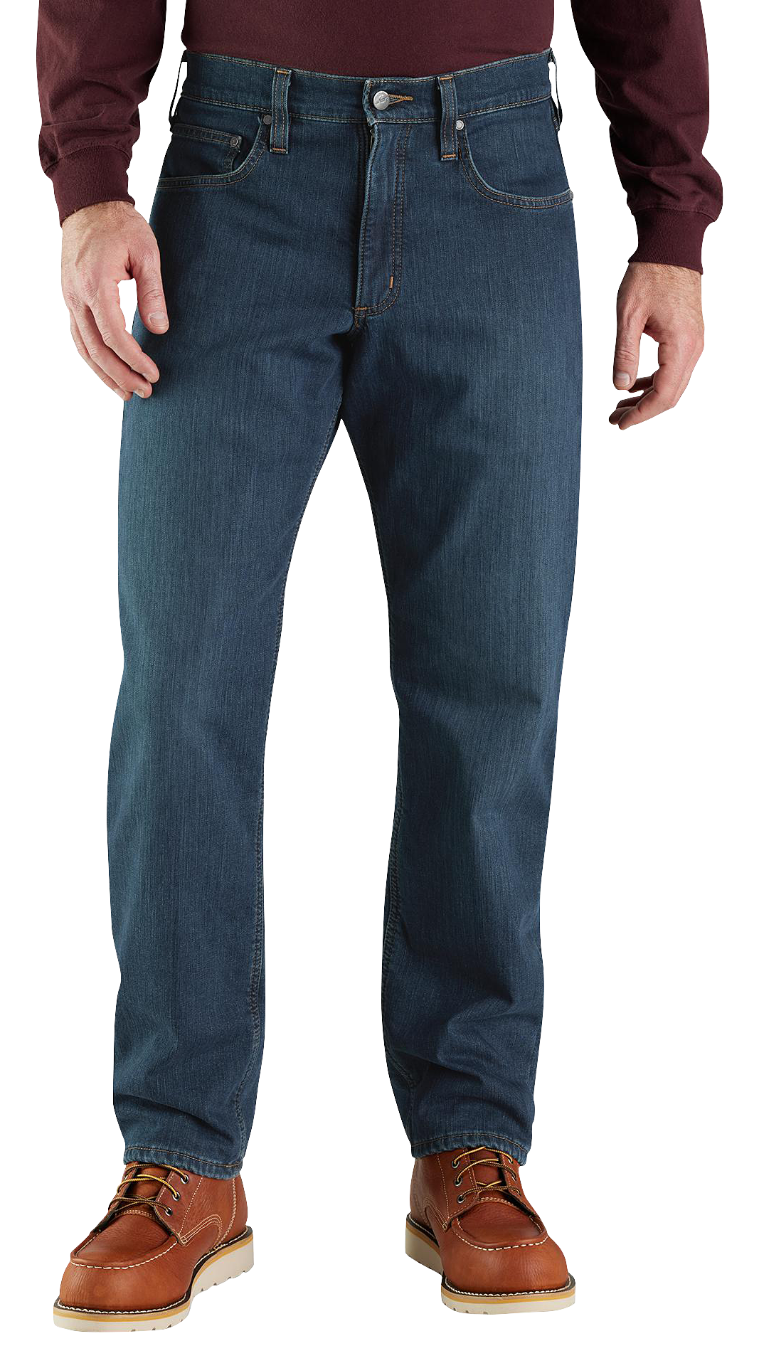 Image of Carhartt Rugged Flex Relaxed-Fit Fleece-Lined 5-Pocket Jeans for Men - Rapids - 33x30