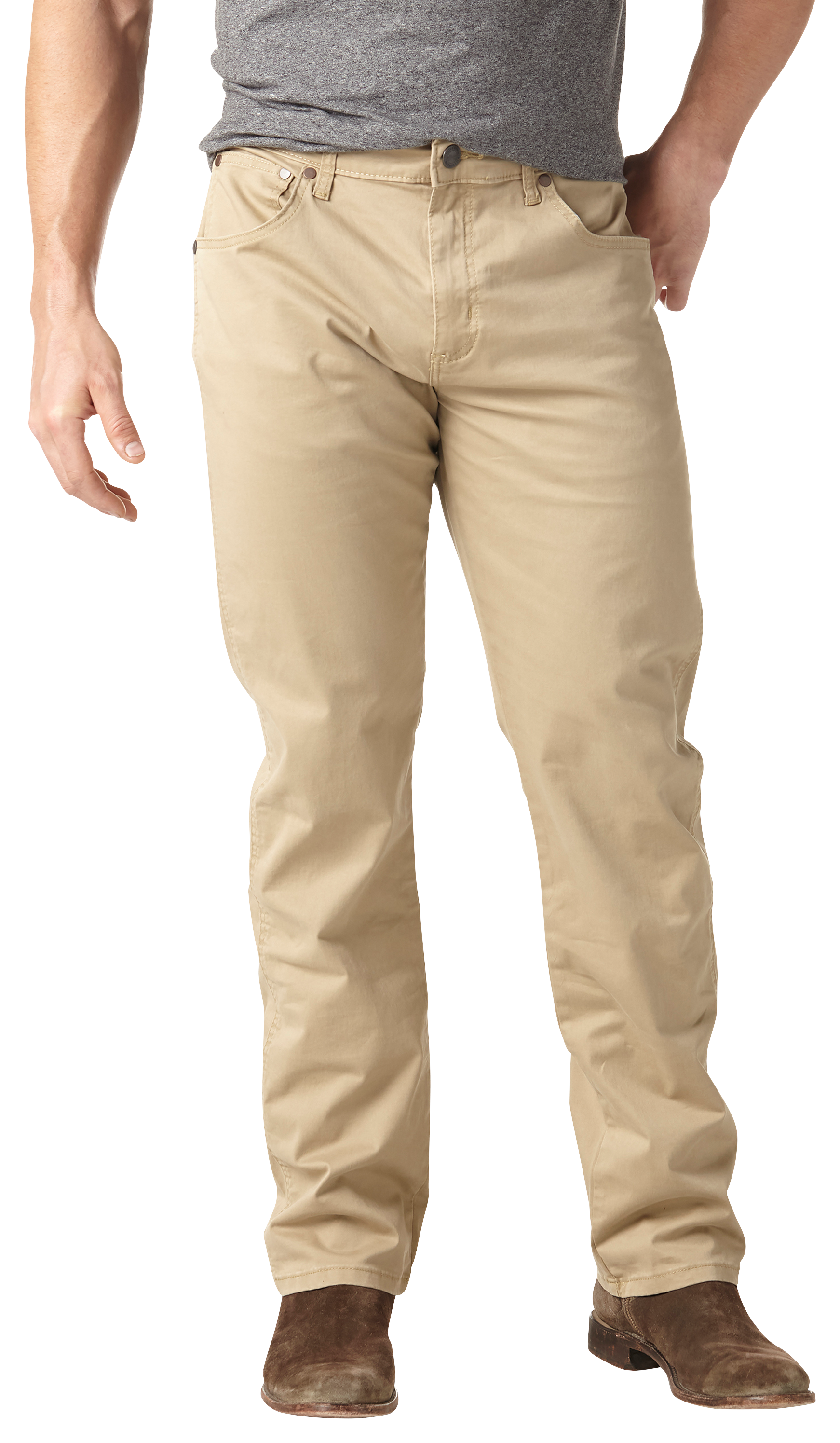 Image of Wrangler Retro Slim Straight Cut Pants for Men - Fawn - 34x32