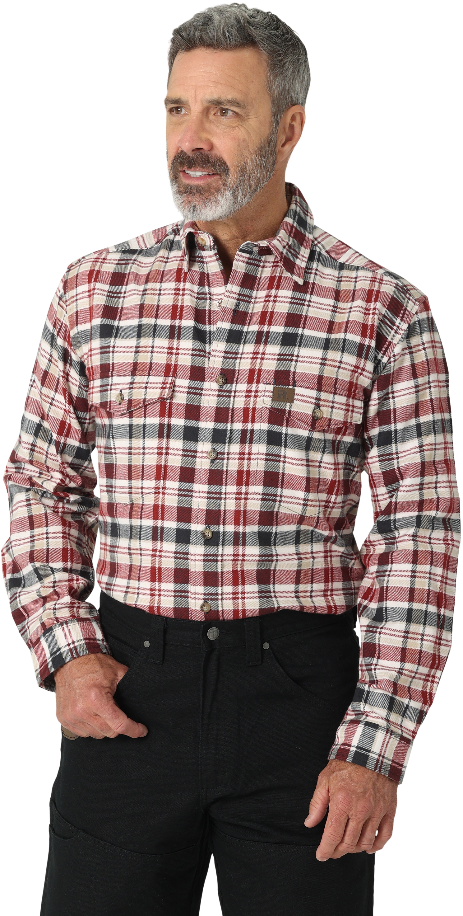 Wrangler Heavyweight Flannel Long-Sleeve Work Shirt for Men - Red/Navy/White - 4XL product image