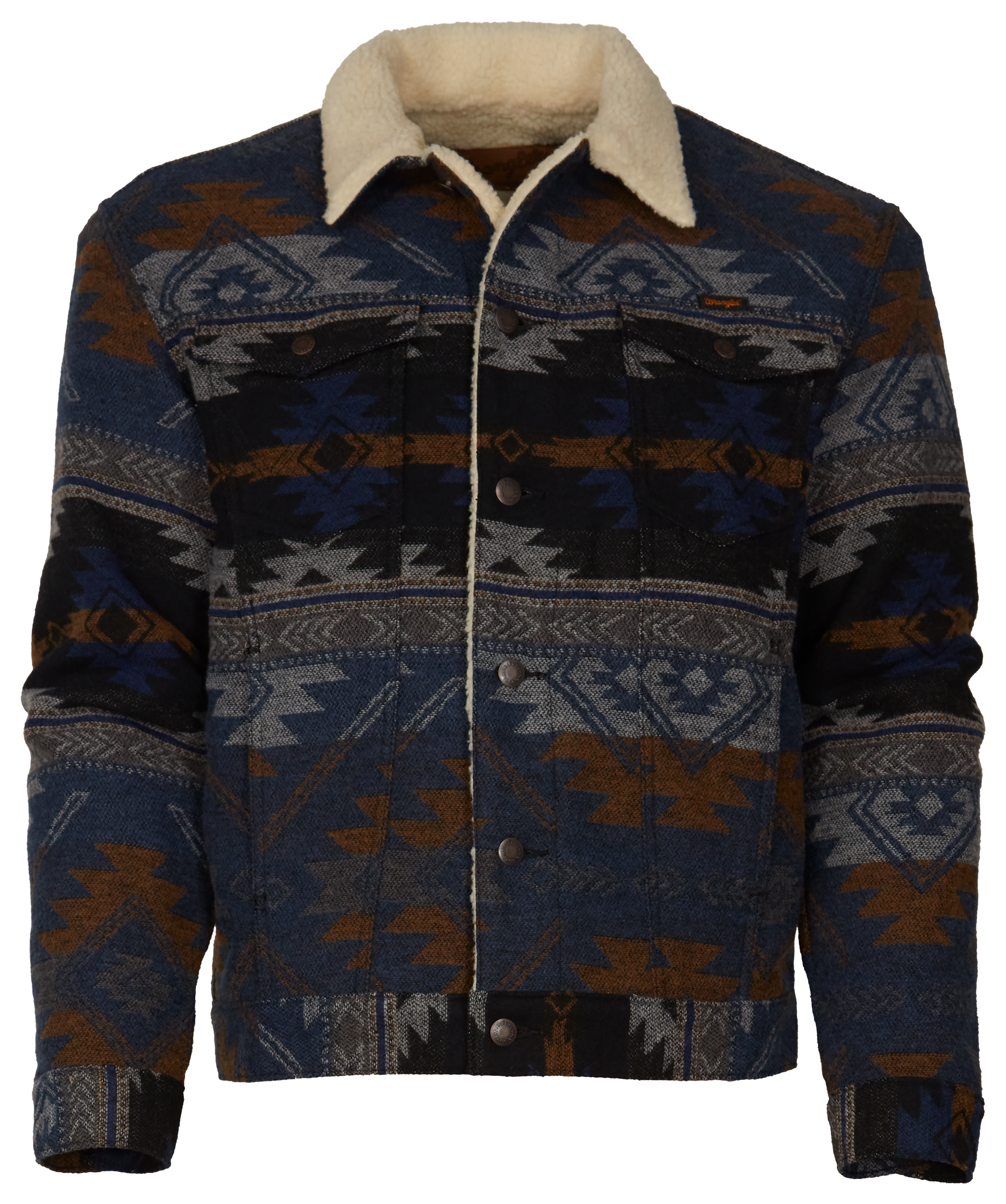 Men's Wrangler® Sherpa Lined Jacquard Print Jacket in Blue Depths