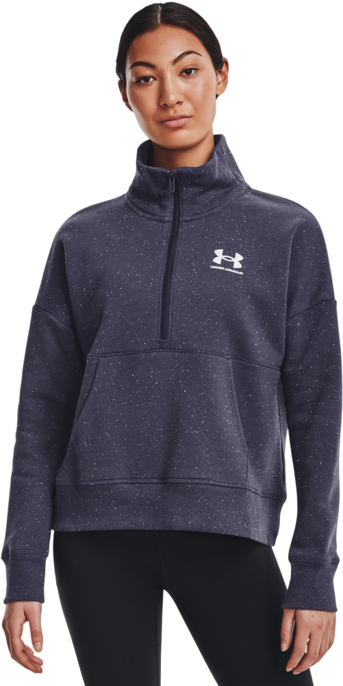 Under Armour Rival Fleece Half-Zip Pullover for Ladies - Tempered Steel/White - 2XL