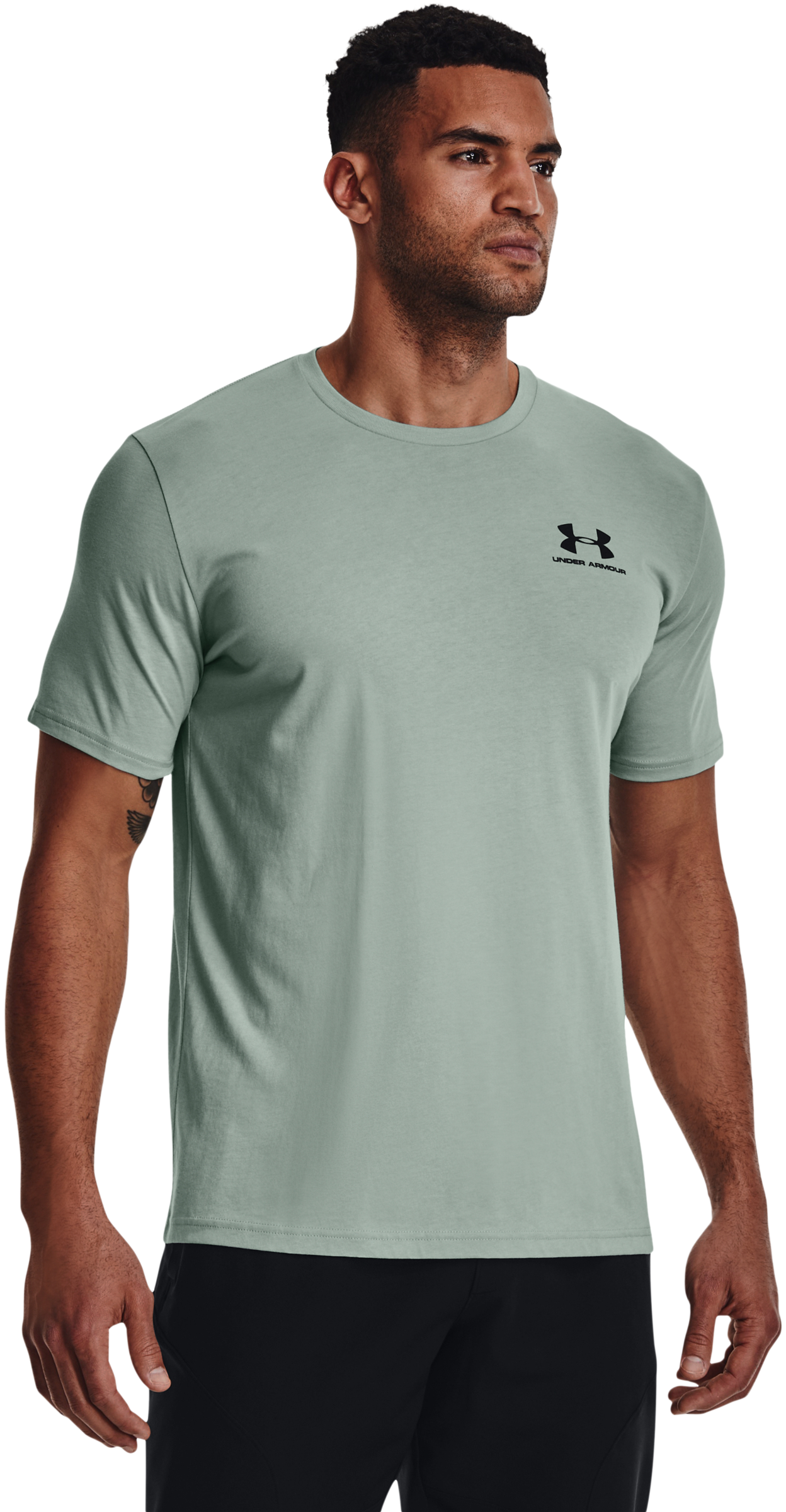 Under Armour Sportstyle Left Chest Short-Sleeve T-Shirt for Men - Opal Green/Black - 3XL product image