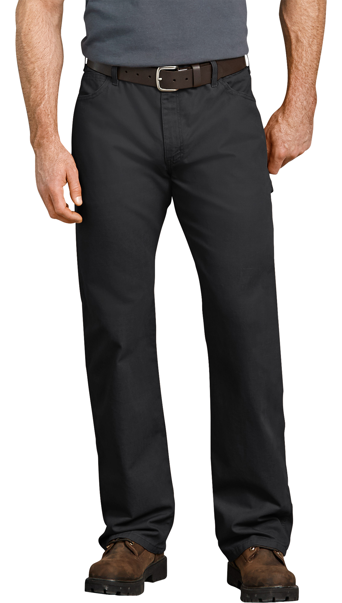 Image of Dickies Relaxed-Fit Straight-Leg Carpenter Duck Jeans for Men - Rinsed Black - 32x32