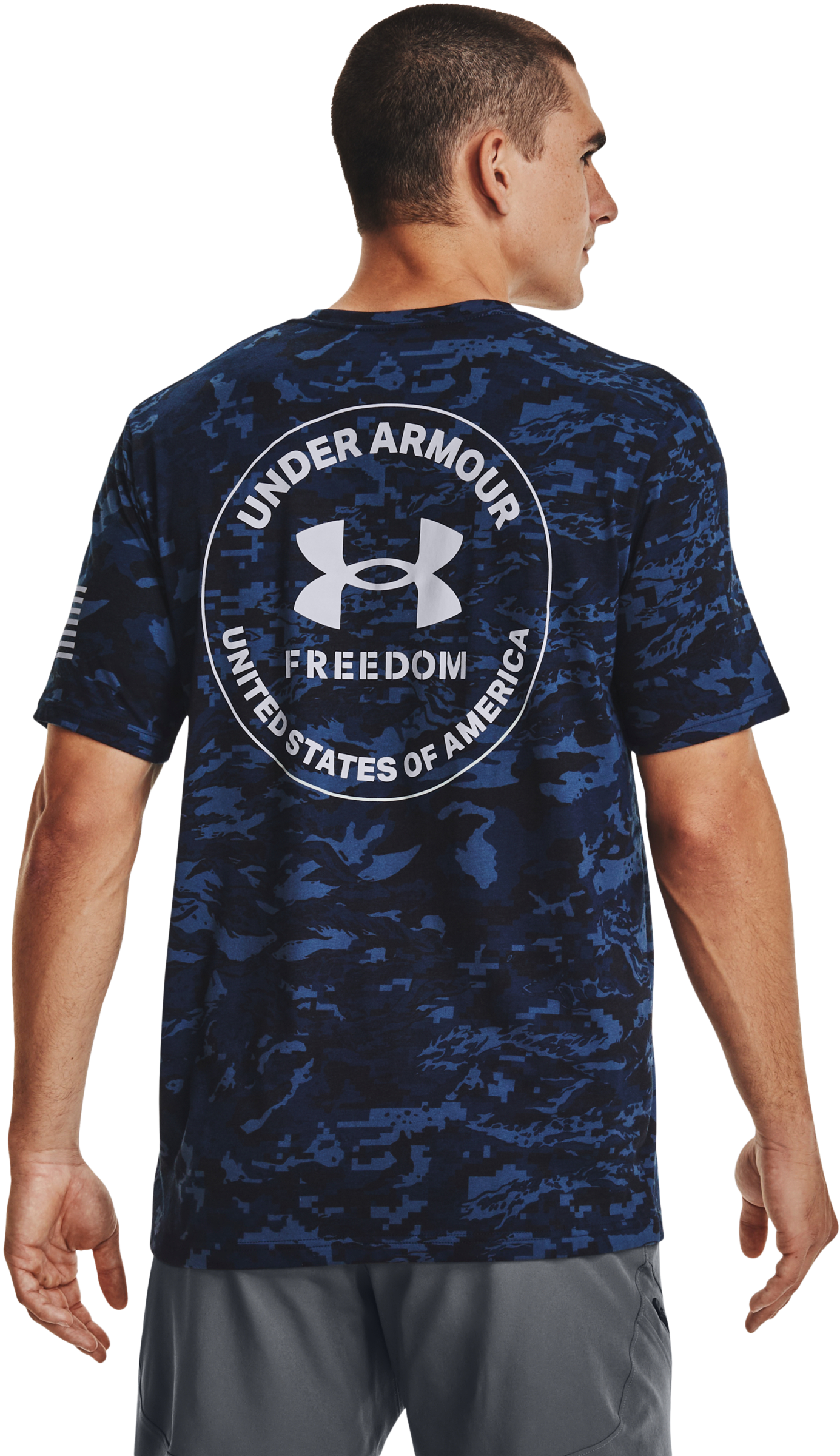 Under Armour Freedom Camo Short-Sleeve T-Shirt for Men - Academy/Mod Gray - 3XL