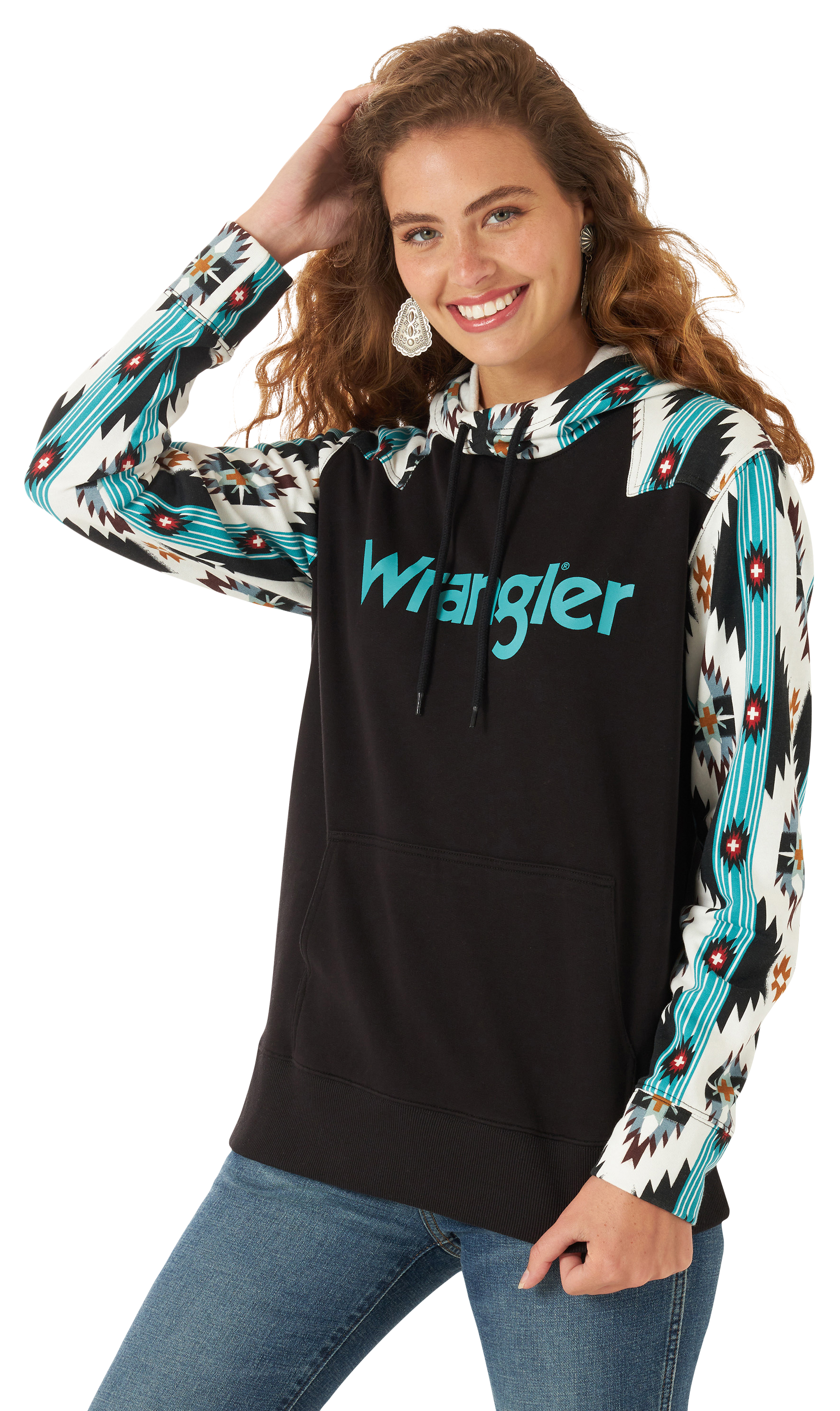 Wrangler Logo Aztec Pattern Long-Sleeve Hoodie for Ladies | Bass Pro Shops