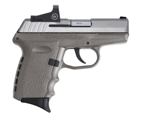 SCCY CPX2 Pistol with Red Dot Sight  9mm  Stainless Steel  Sniper Gray Polymer