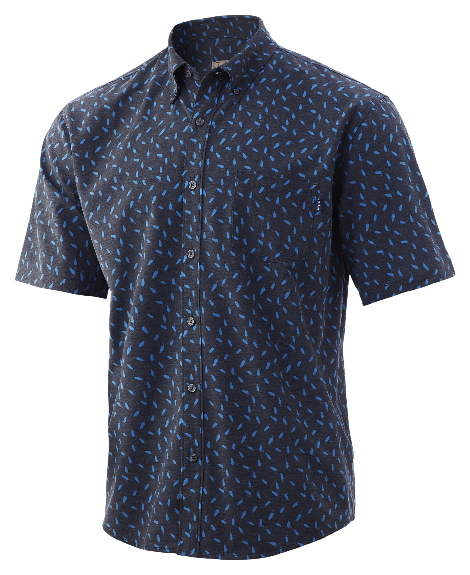 Huk Kona Lure Splash Short-Sleeve Shirt for Men - Black - L