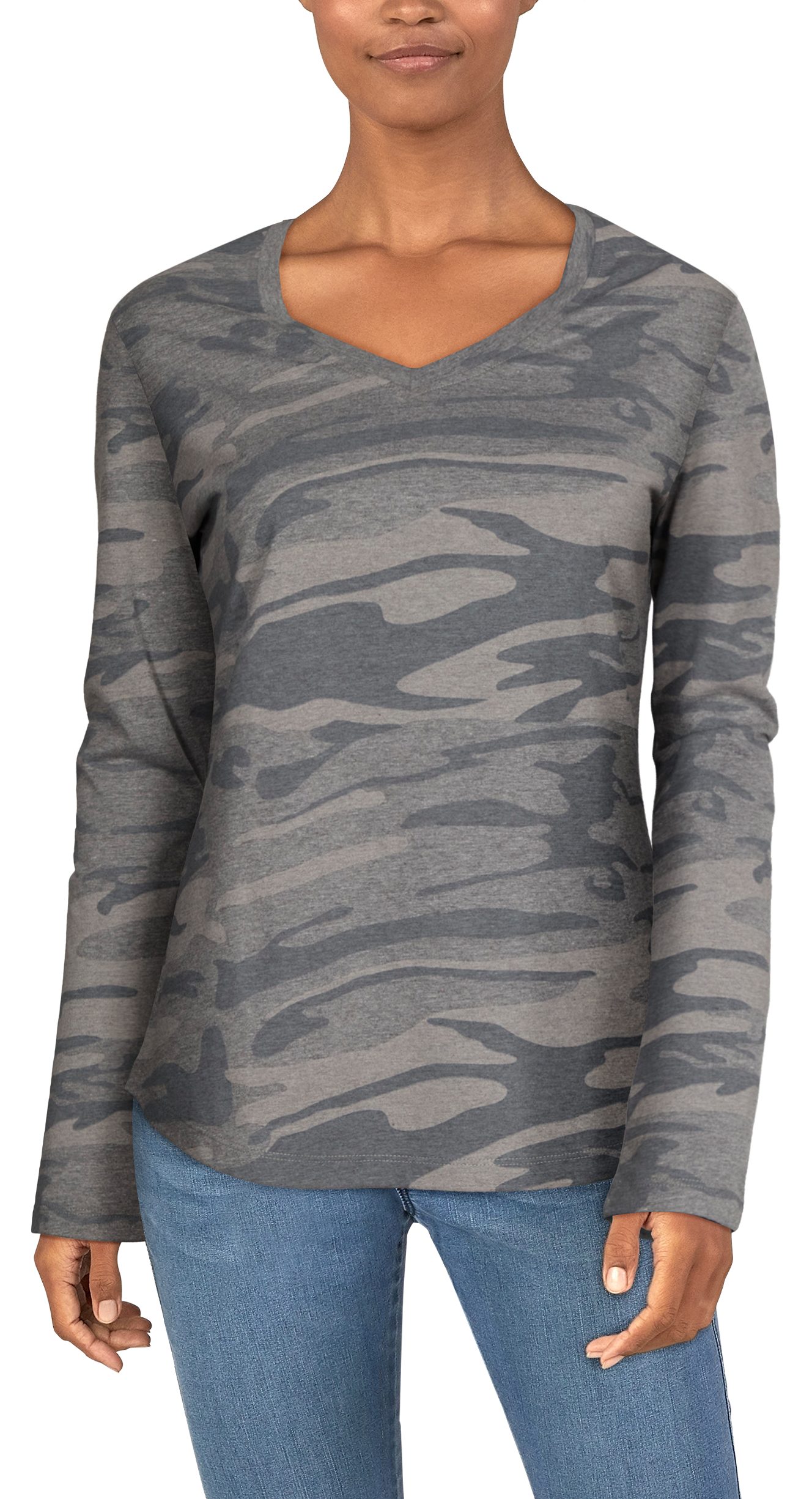 Natural Reflections Essential Long-Sleeve V-Neck T-Shirt for Ladies - Camo  - 100792999-3358471 - Shirts and Tops Versatile and stylish, the Natural Reflections® E sku 100792999-3358471