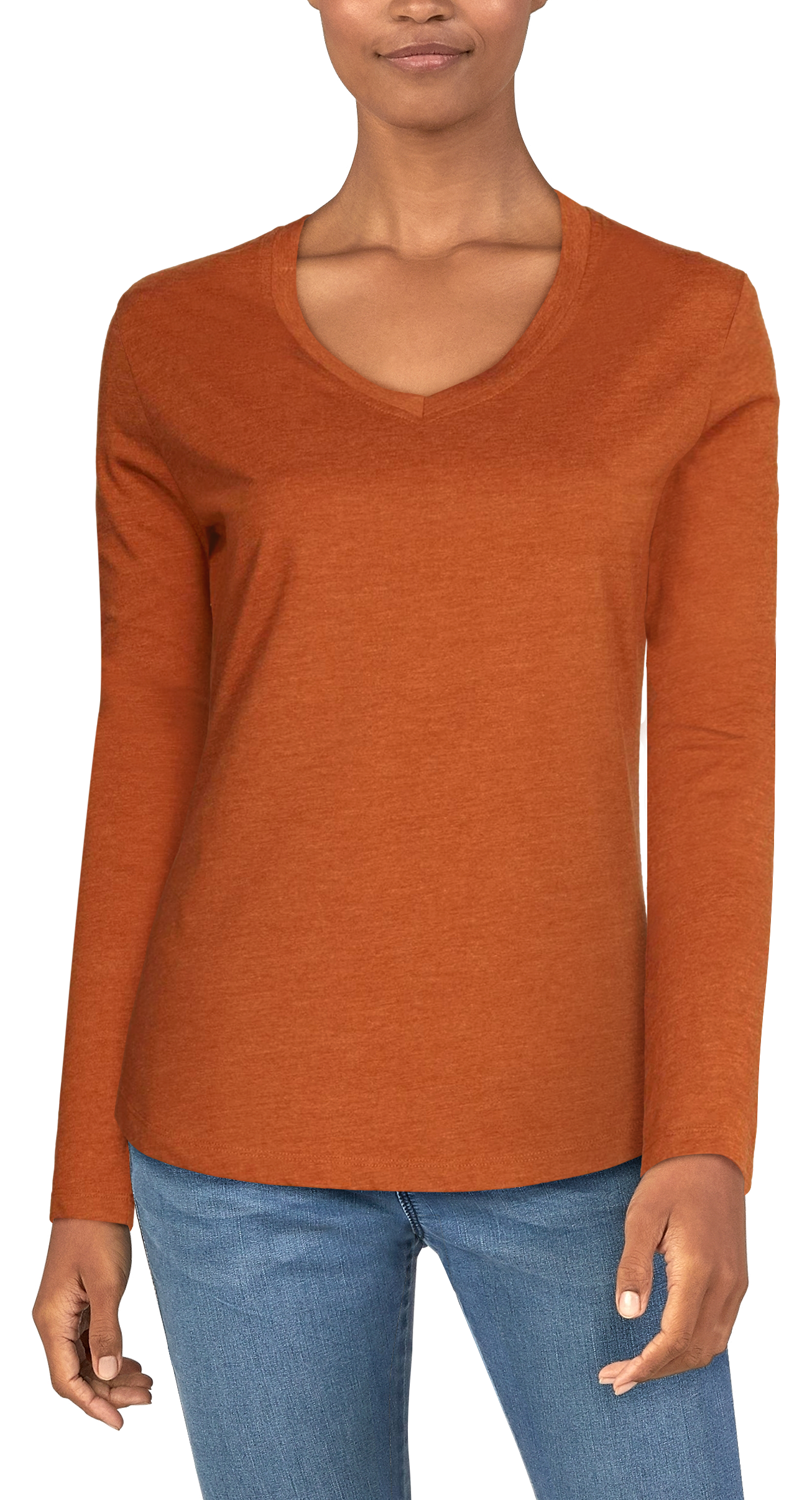 Natural Reflections Essential Long-Sleeve V-Neck T-Shirt for Ladies - Caram - 100792999-3358486 - Shirts and Tops Versatile and stylish, the Natural Reflections® E sku 100792999-3358486