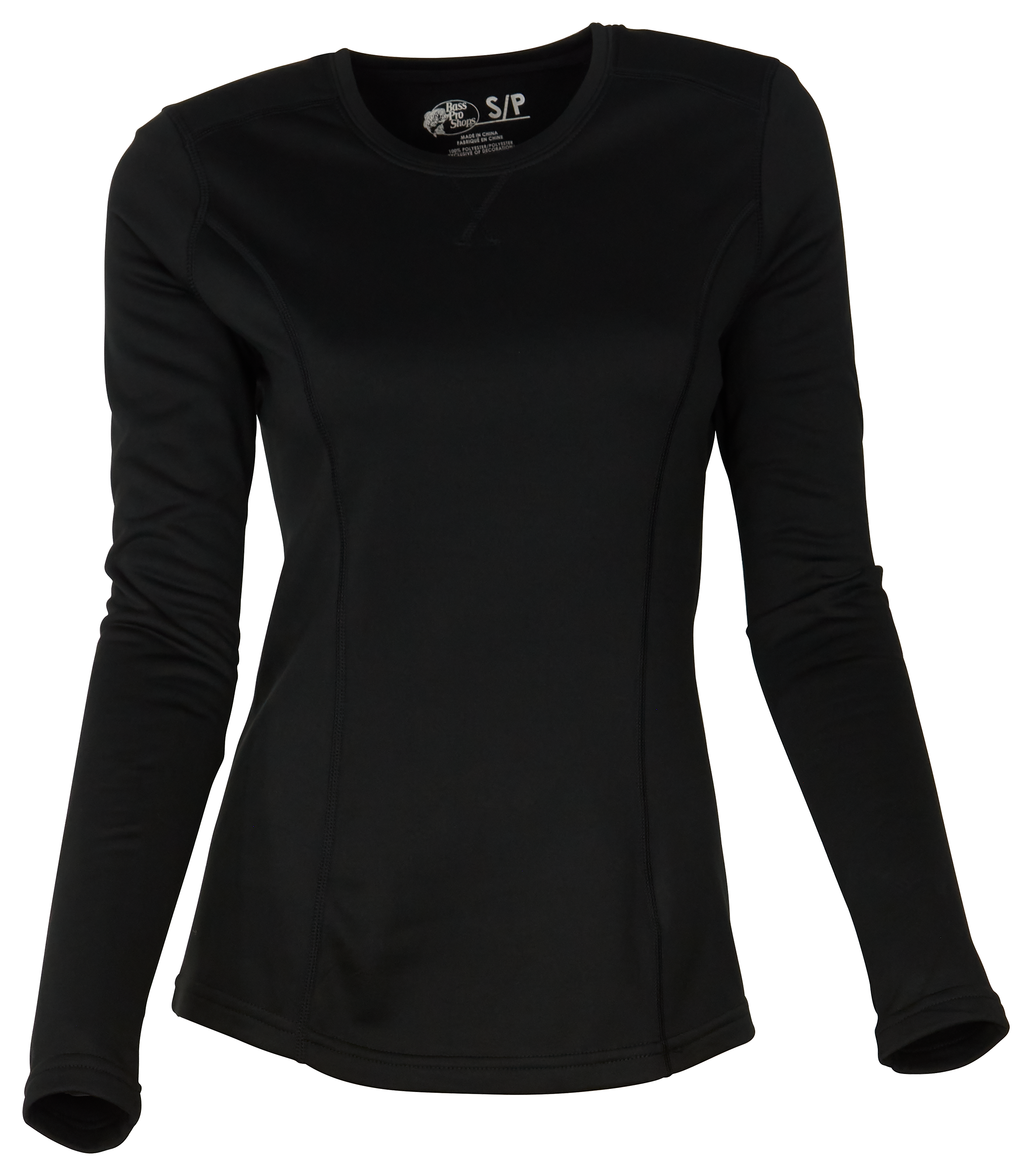 Bass Pro Shops Thermal Fleece Long-Sleeve Crew-Neck Top for Ladies - Black - S