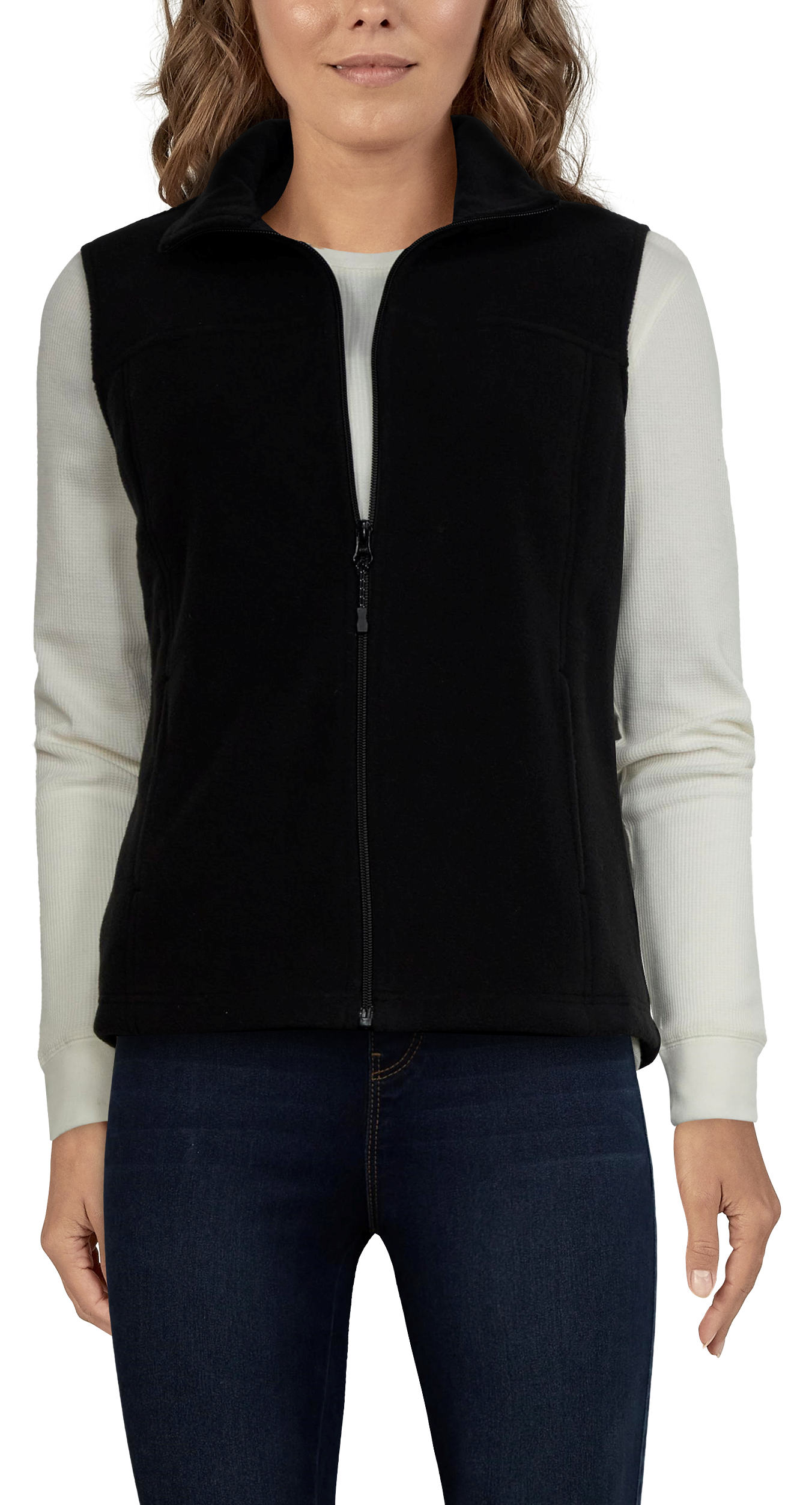 Natural Reflections Zip-Up Fleece Vest for Ladies - Black - S product image