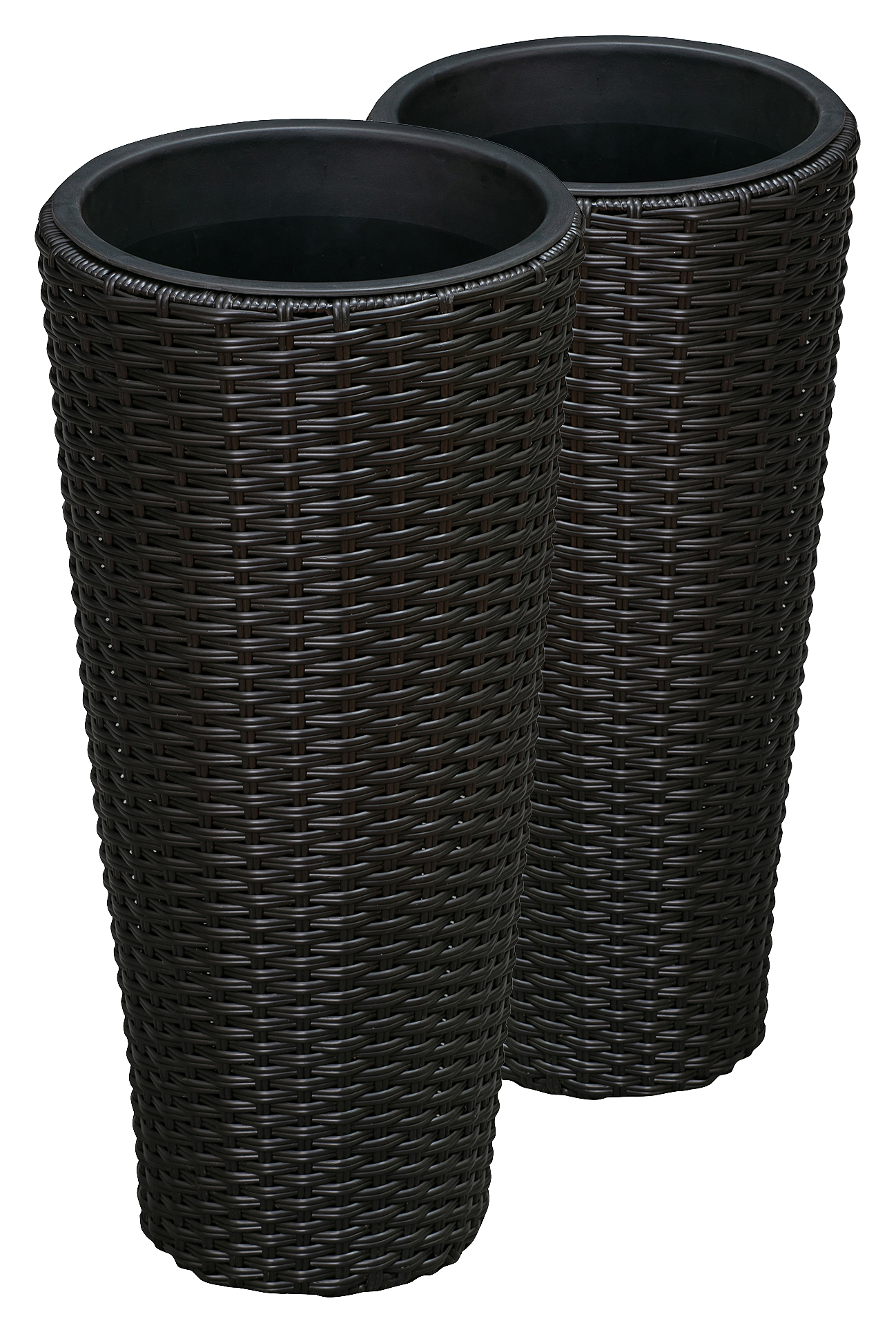 Image of Balkene Home Noah 2-Piece Round Wicker Planter Set - Black