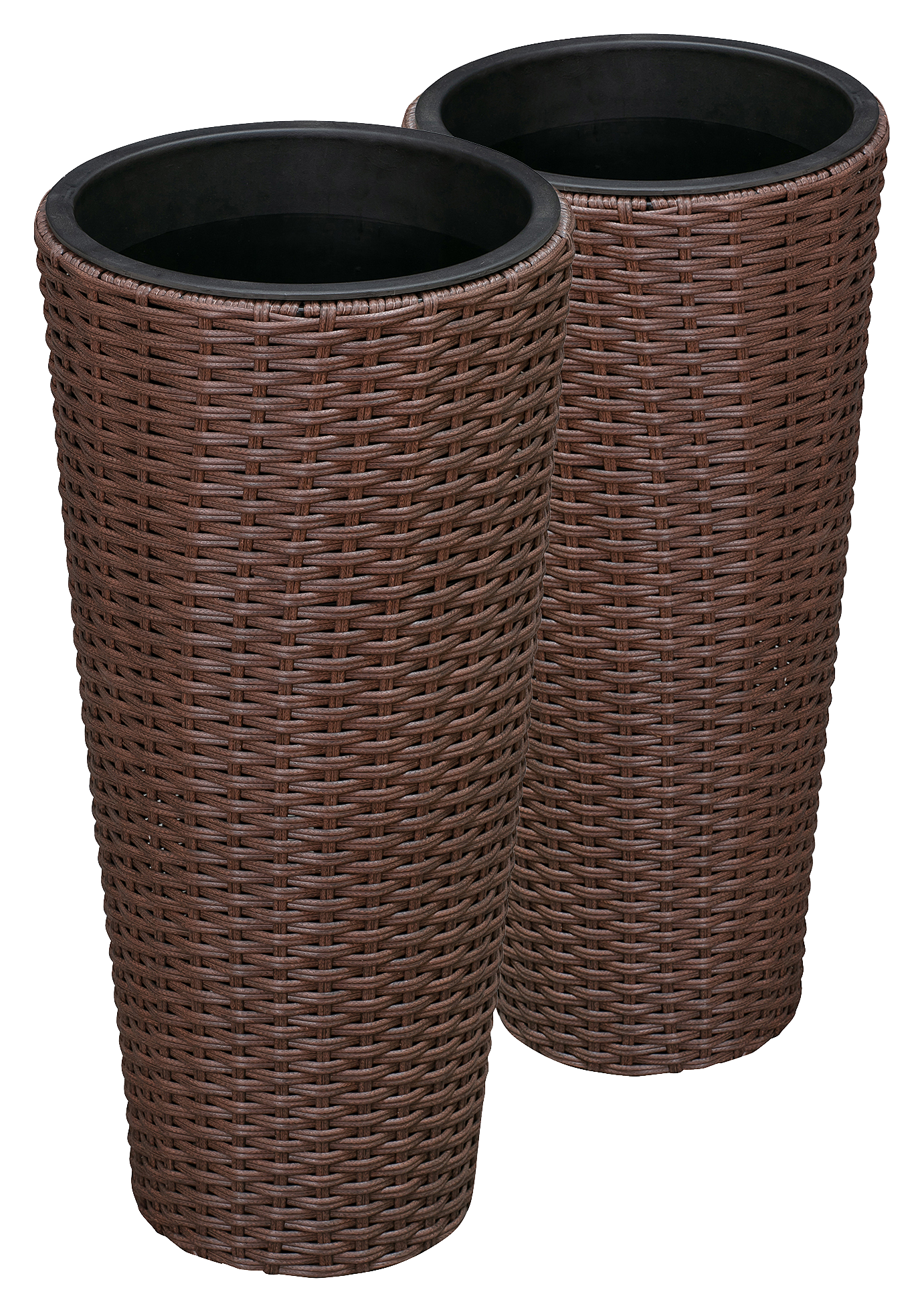 Image of Balkene Home Noah 2-Piece Round Wicker Planter Set - Mocha