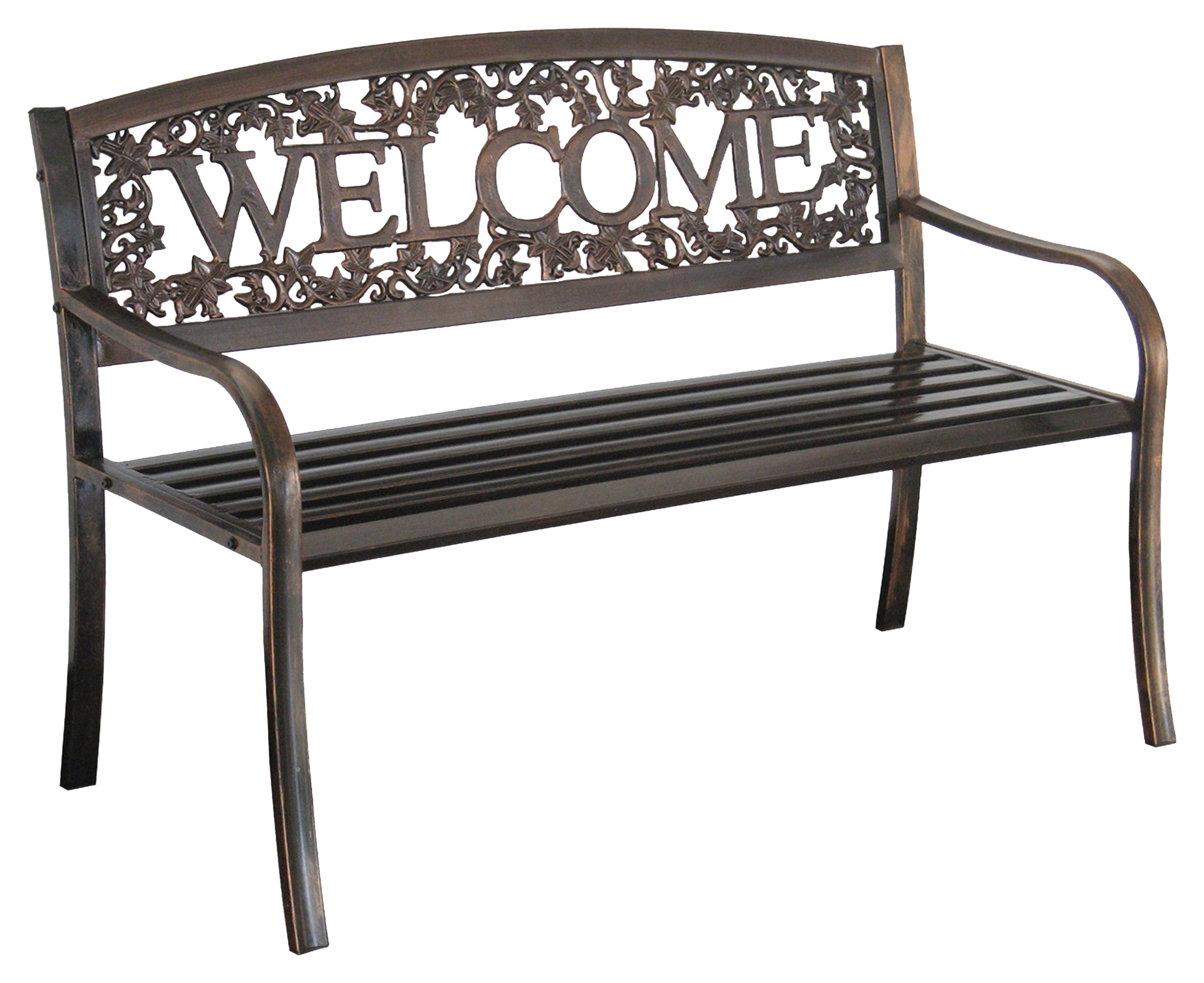 Image of Leigh Country Welcome Metal Bench - Bronze